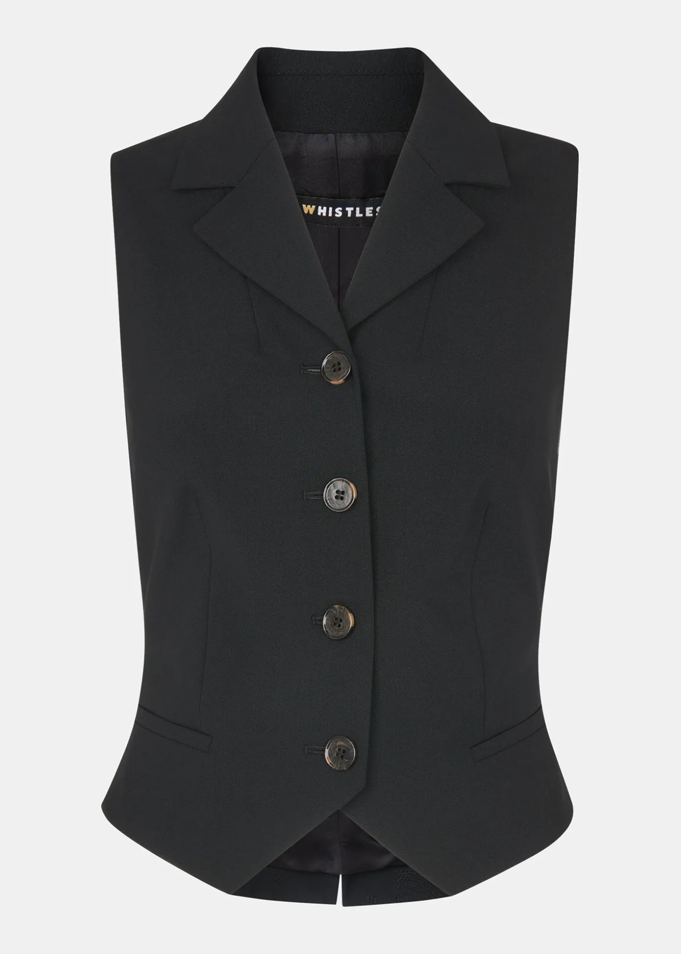 Black Sia Wool Blend Waistcoat