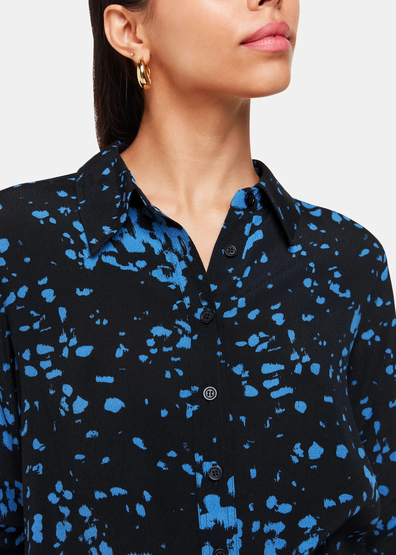 Black Smudged Spot Print Shirt