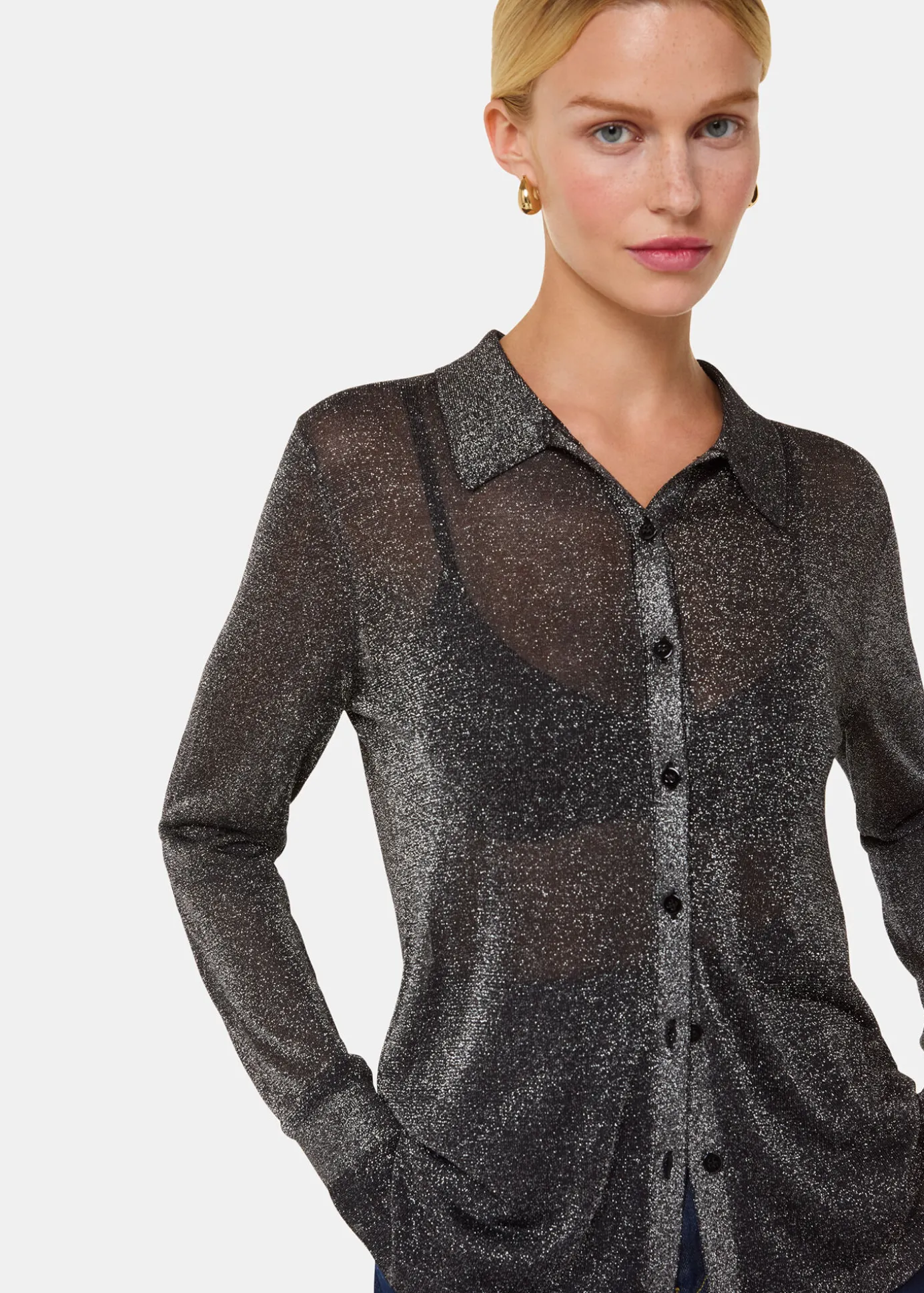 Black Sparkle Knit Shirt
