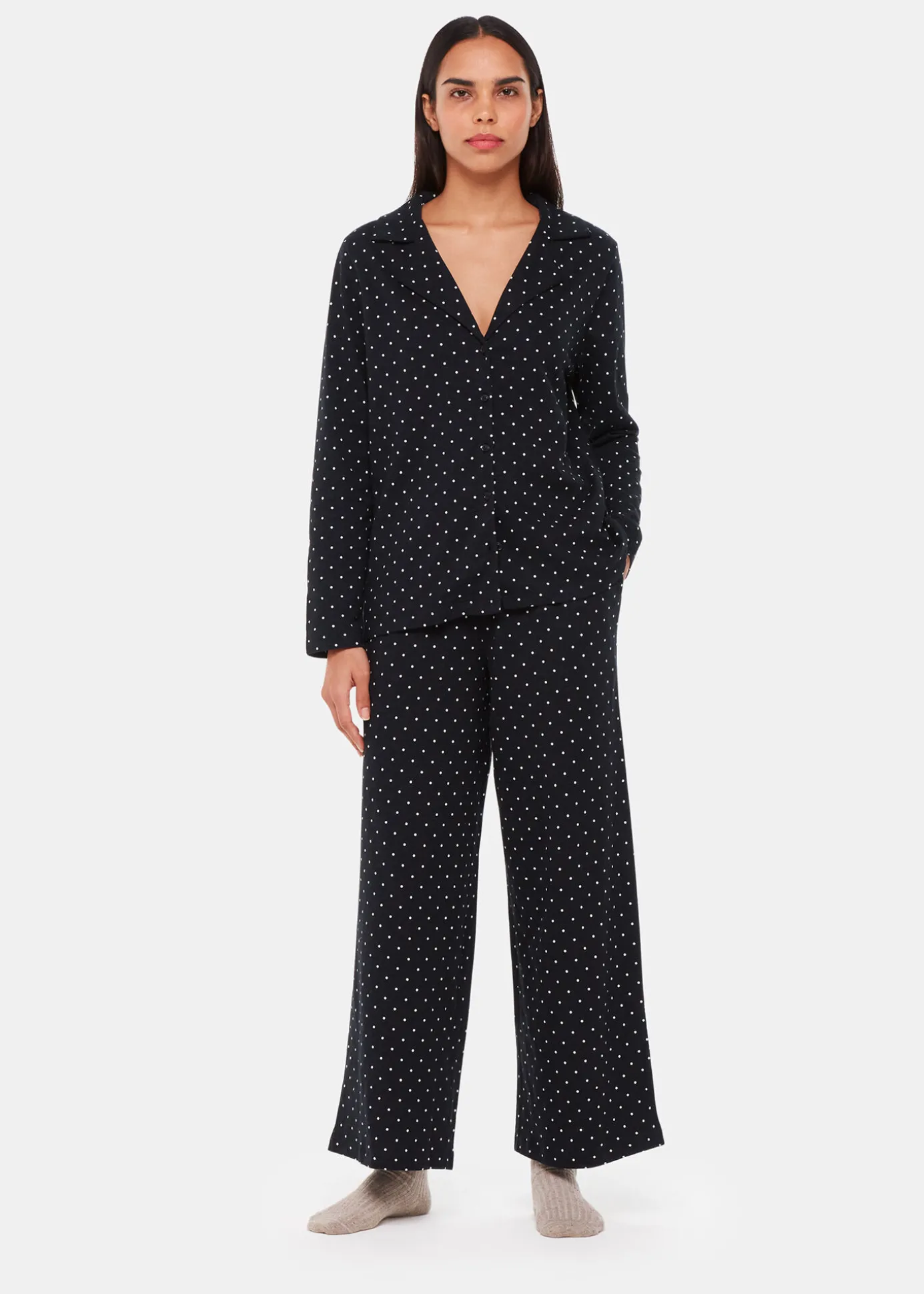 Black Spot Print Pyjama Set