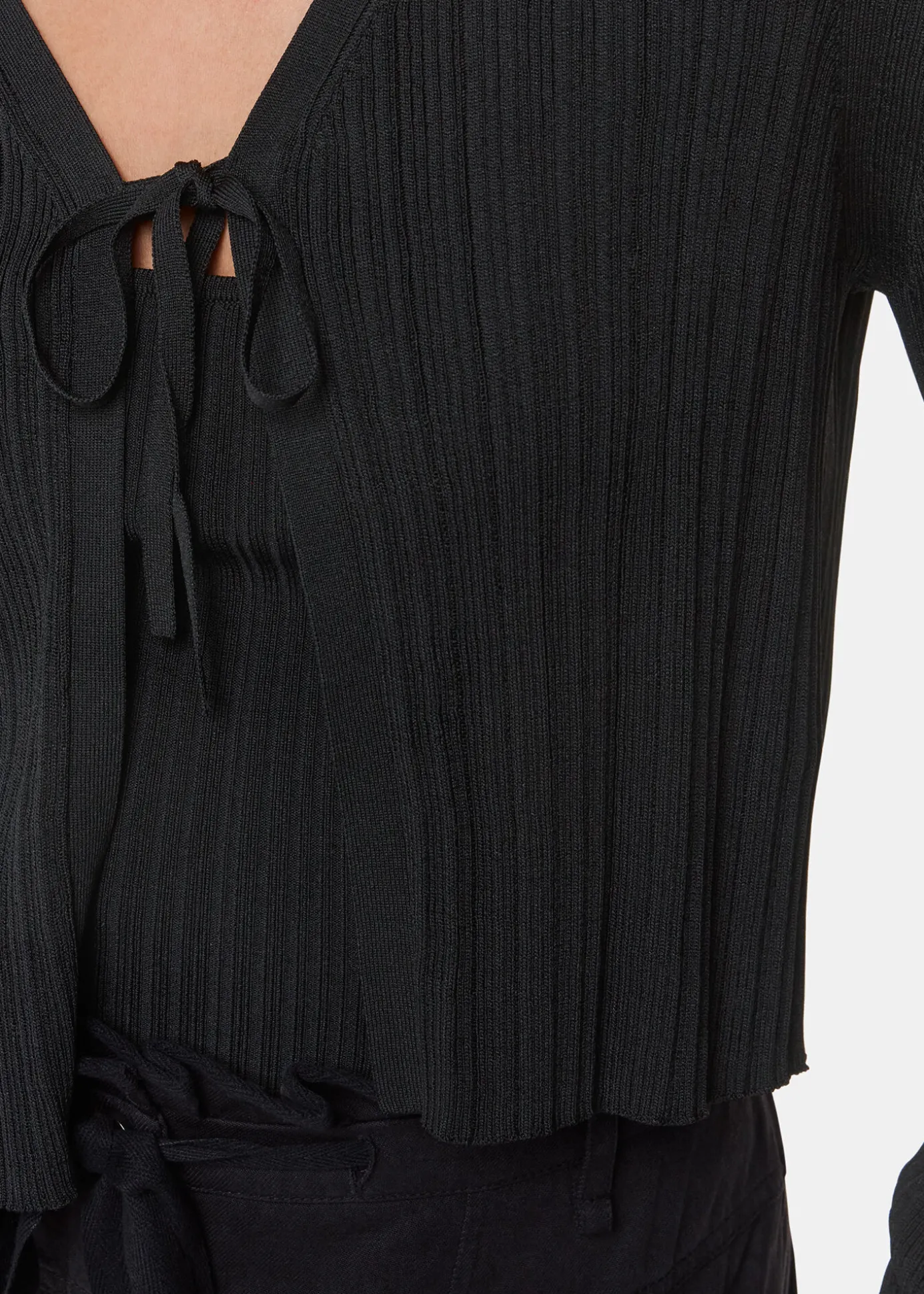 Black Tie Front Detail Cardigan
