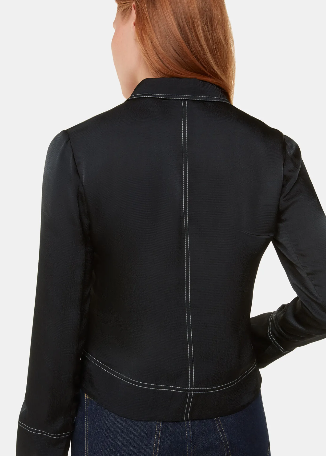 Black Top Stitch Detail Shirt