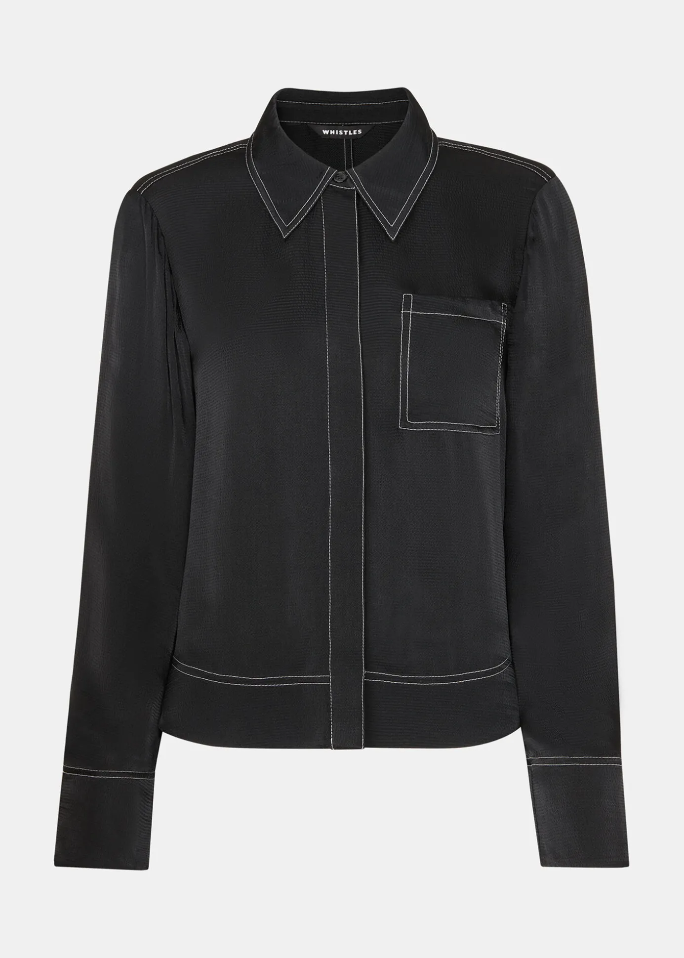 Black Top Stitch Detail Shirt