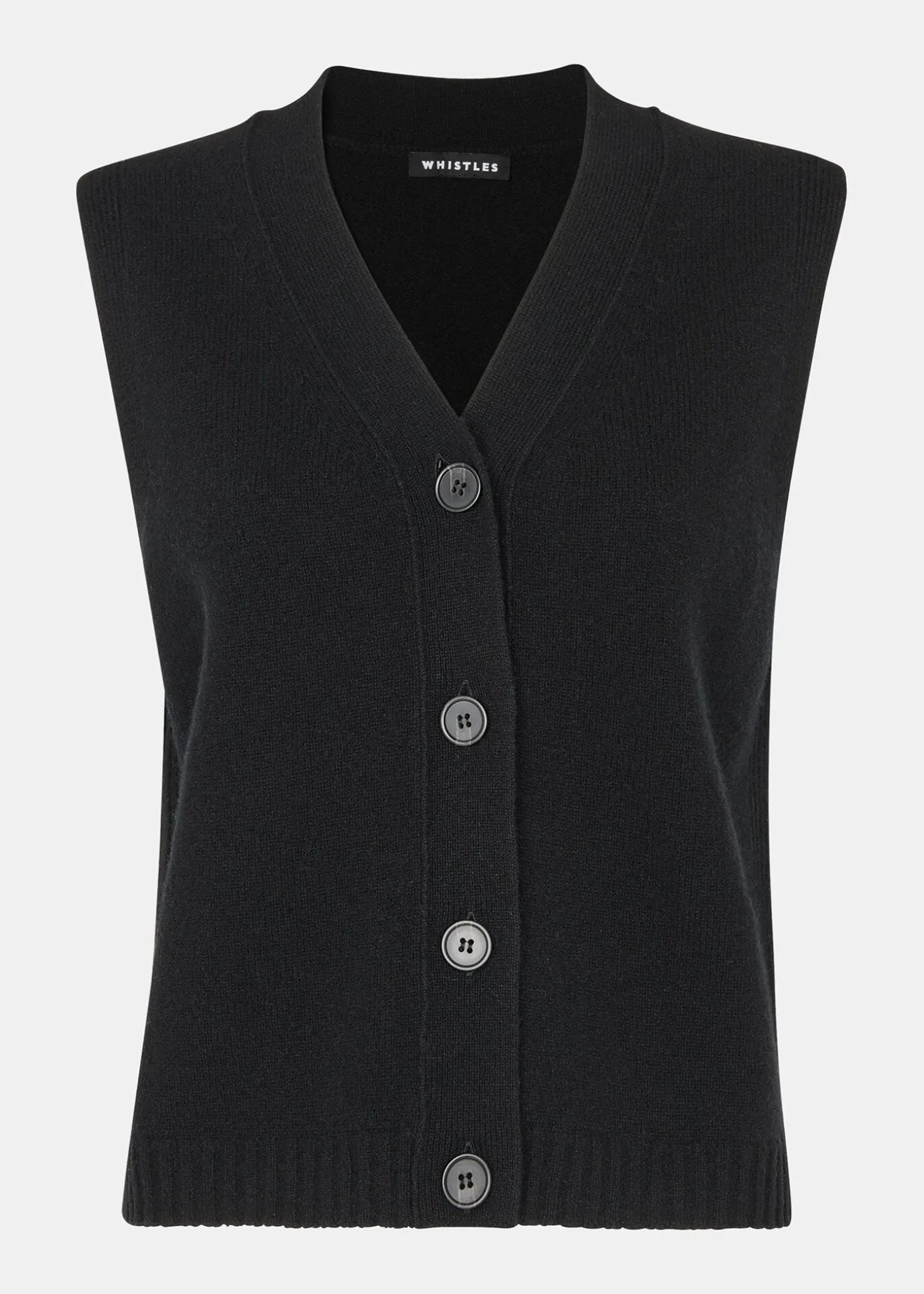 Black Wool Button Through Tank