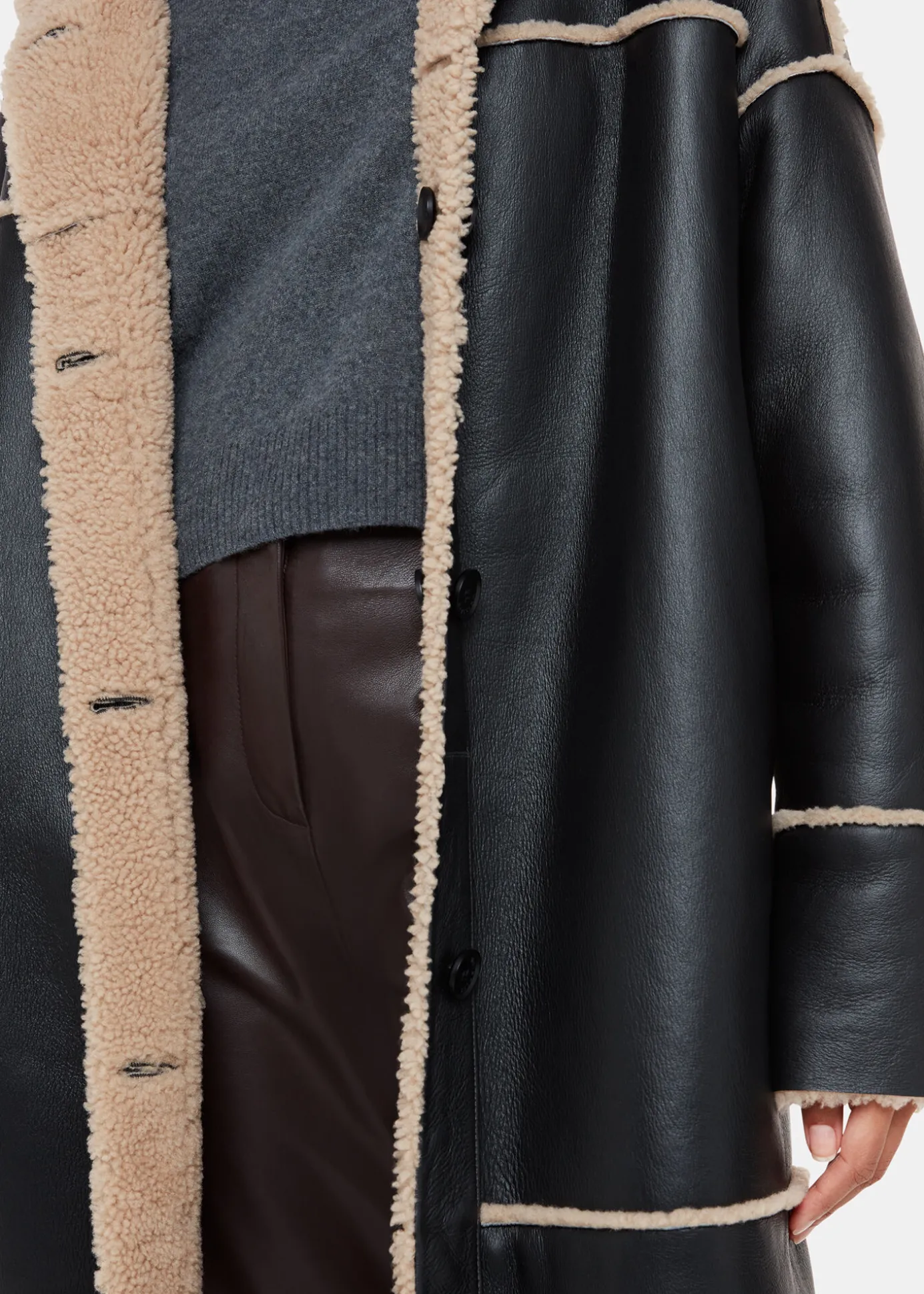 Black Zo Reversible Shearling Coat