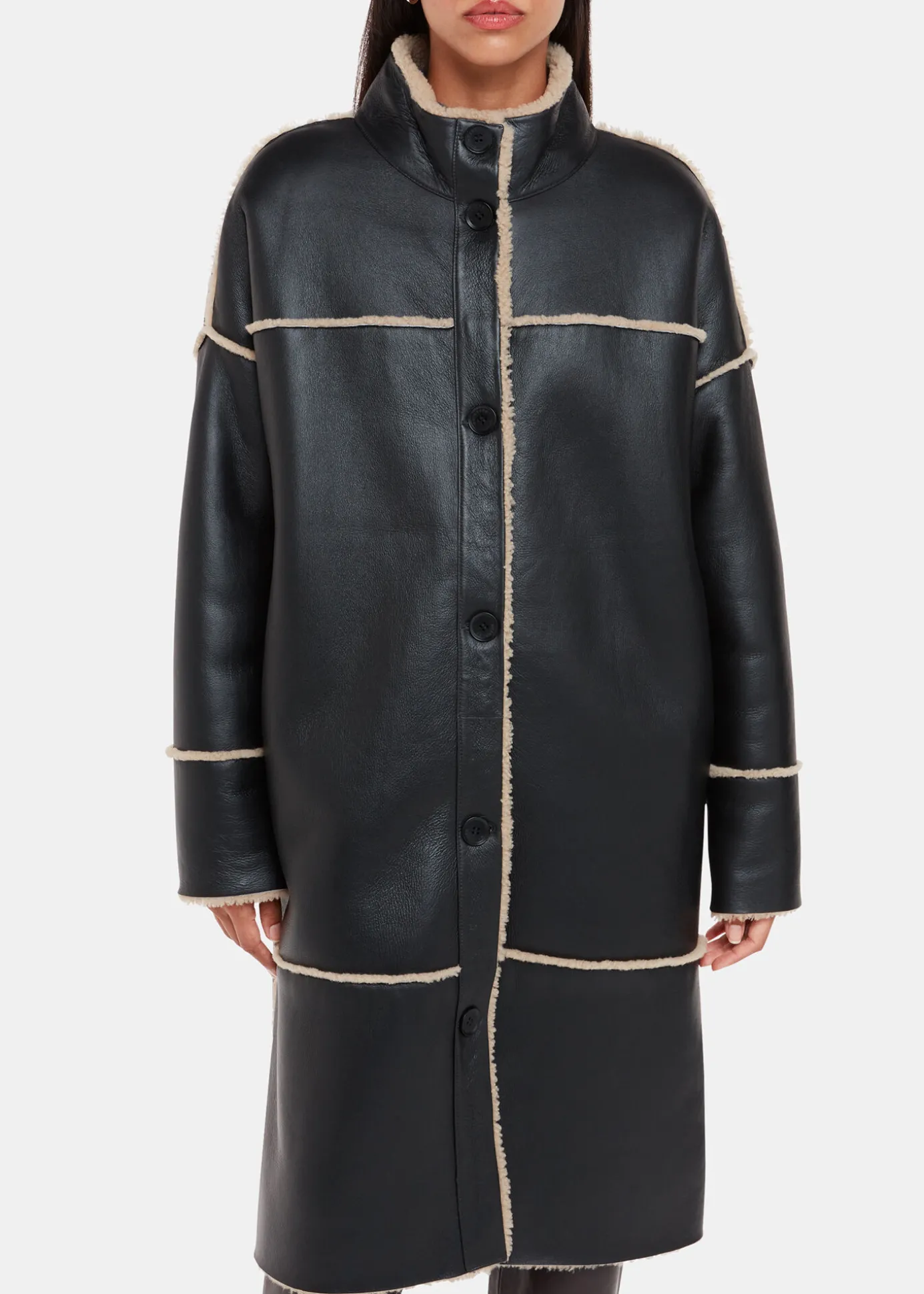 Black Zo Reversible Shearling Coat