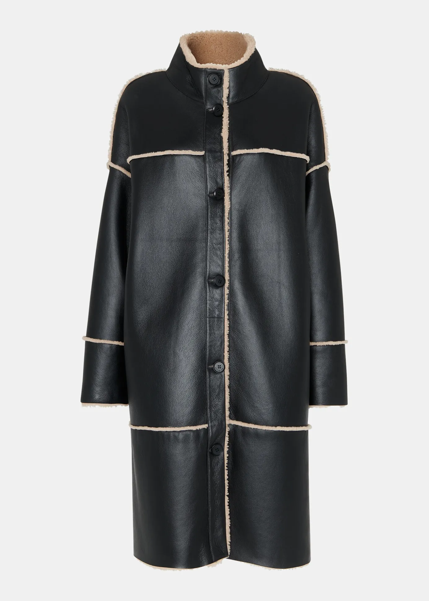 Black Zo Reversible Shearling Coat