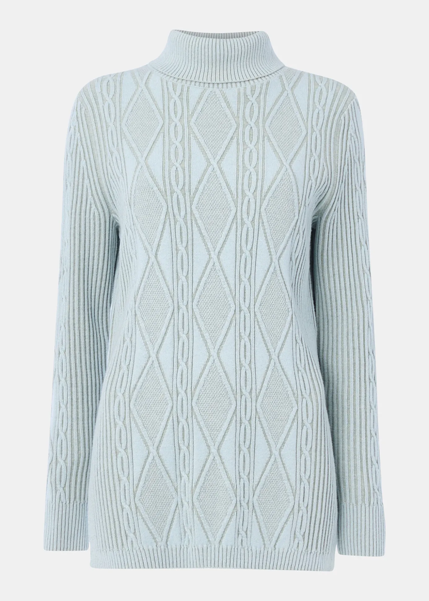 Blue Aoife Fine Cable Roll Neck