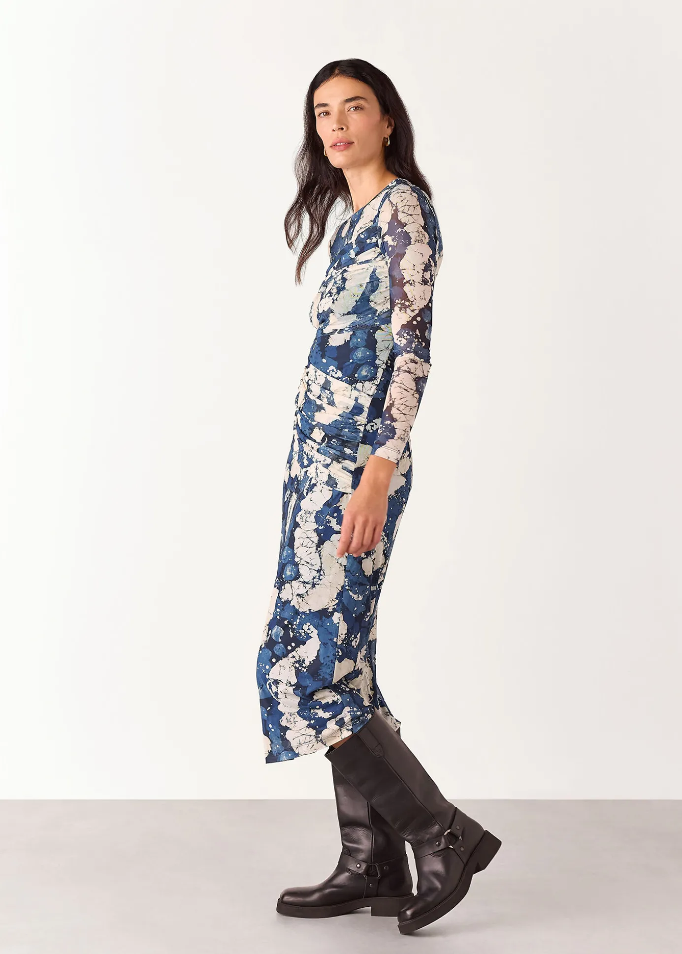 Blue Batik Marble Mesh Dress