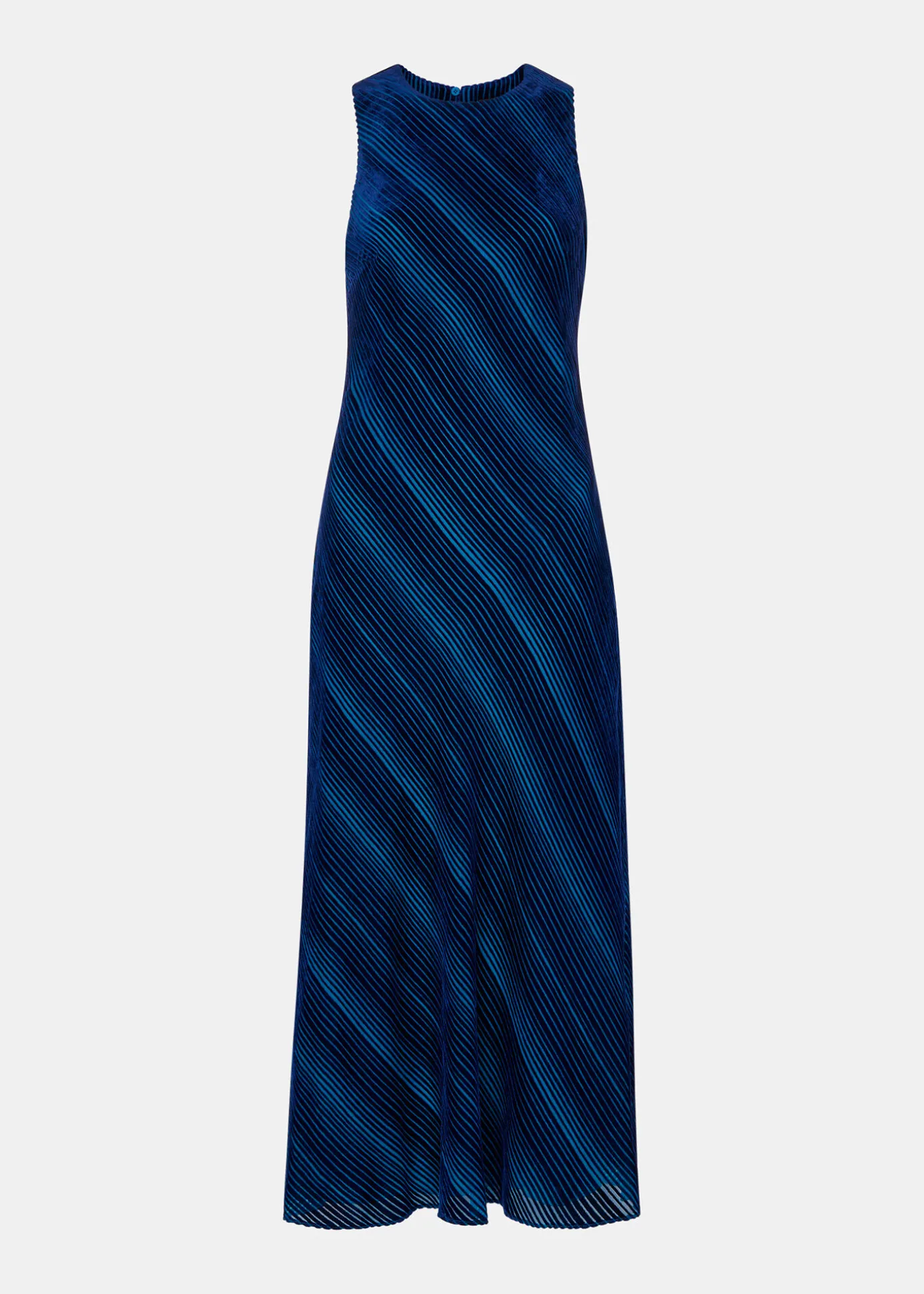 Blue Devore Stripe Velvet Dress