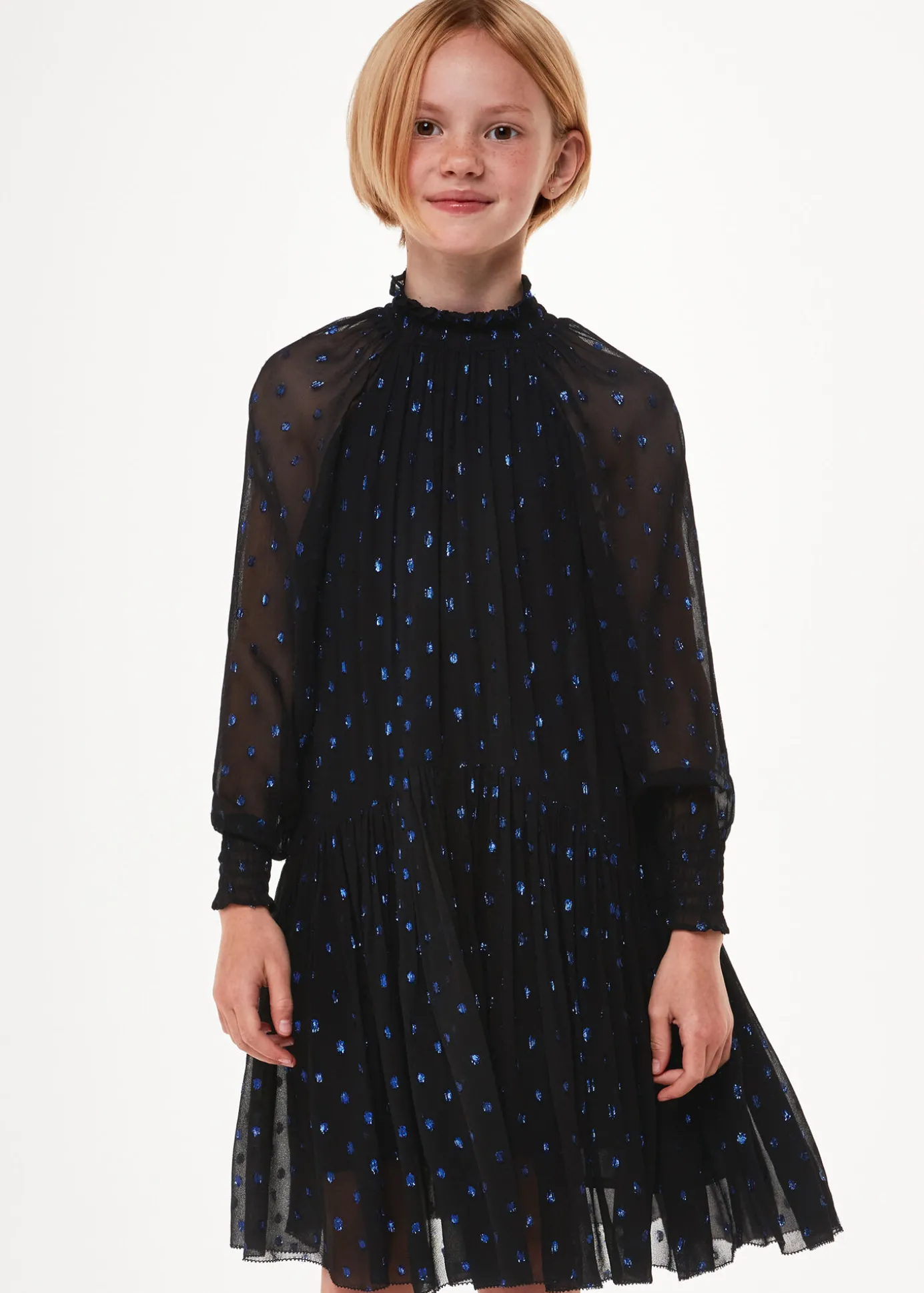 Blue Effy Metallic Dobby Dress