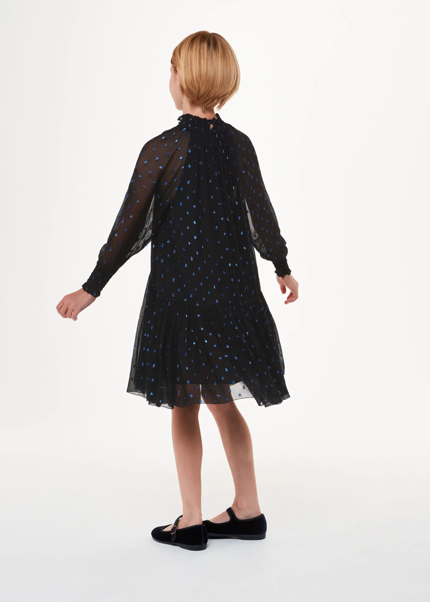 Blue Effy Metallic Dobby Dress