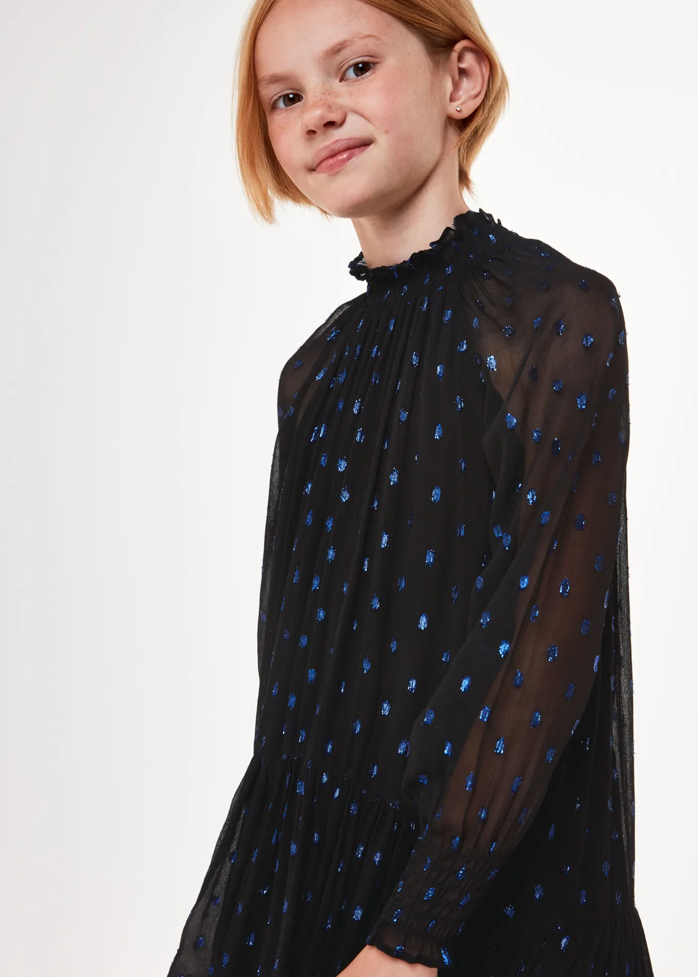 Blue Effy Metallic Dobby Dress