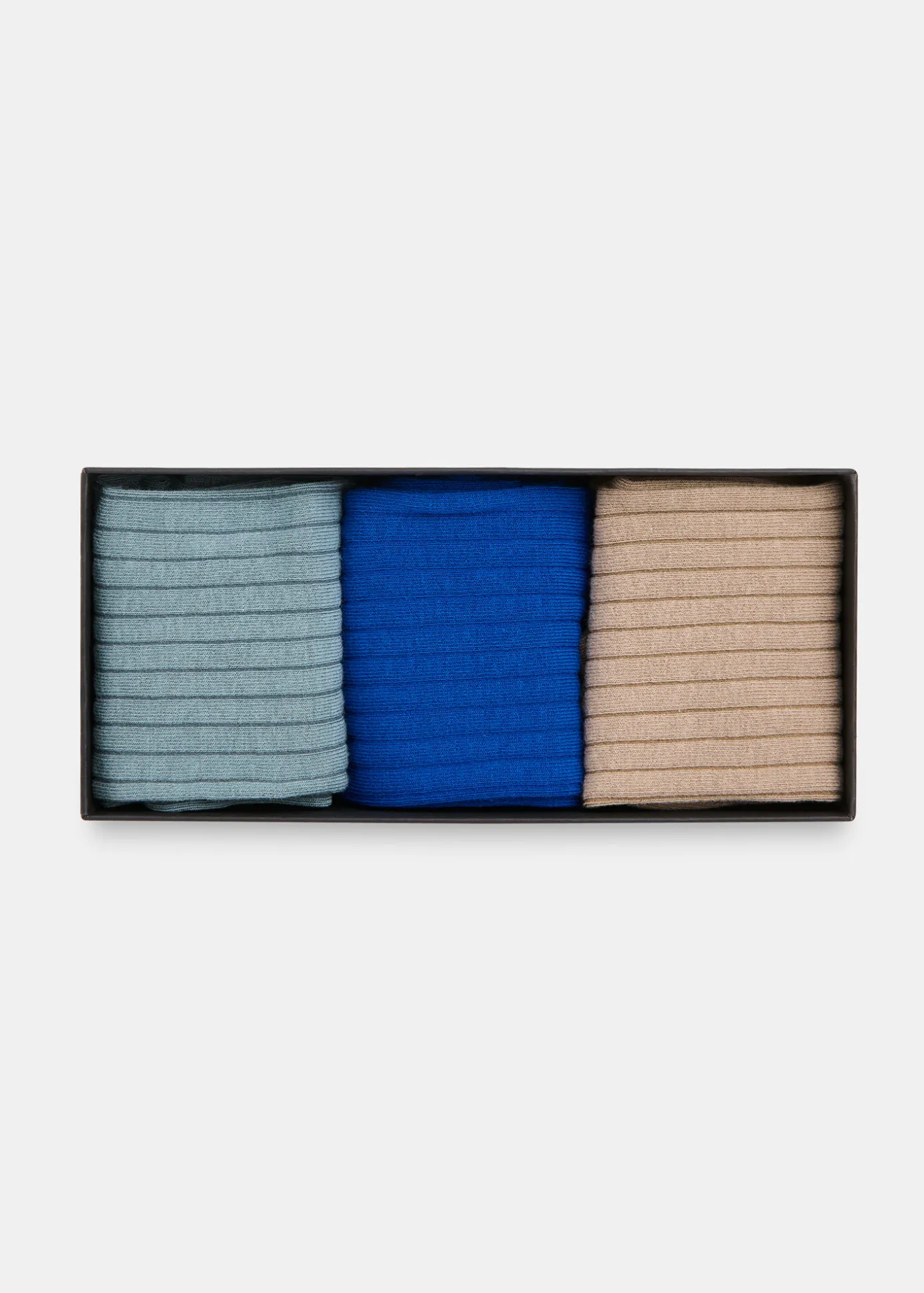 Blue Ribbed Socks Set of 3