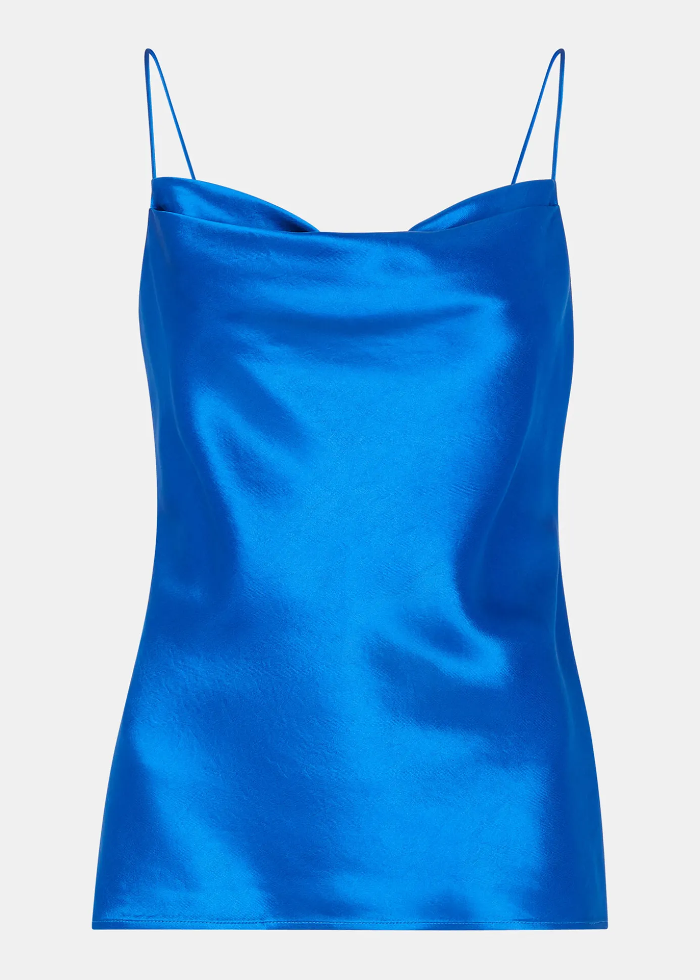 Blue Satin Cowl Neck Cami