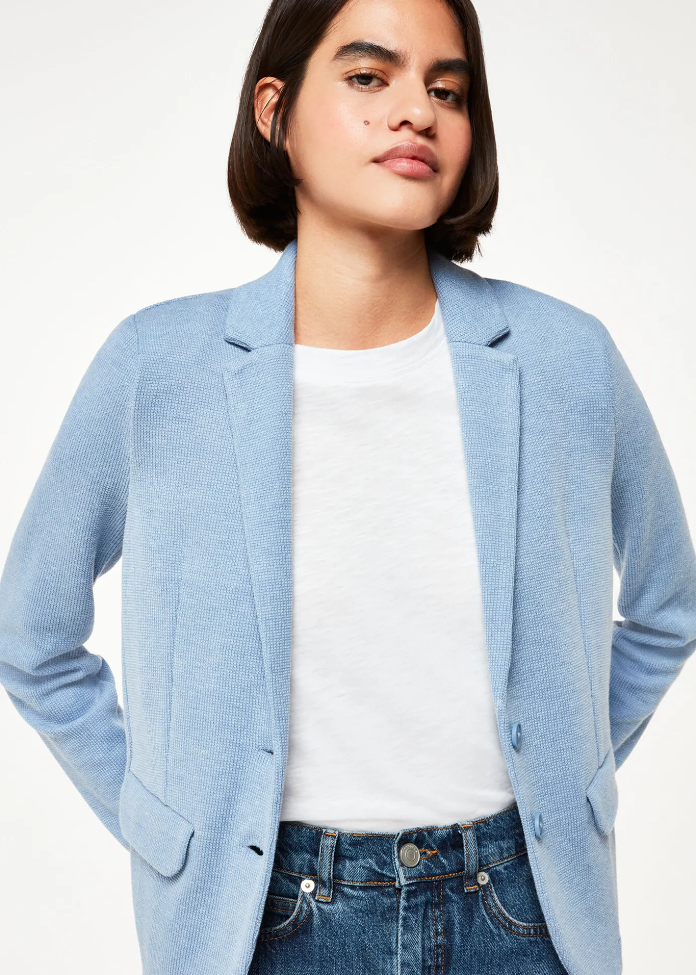 Blue Slim Jersey Jacket