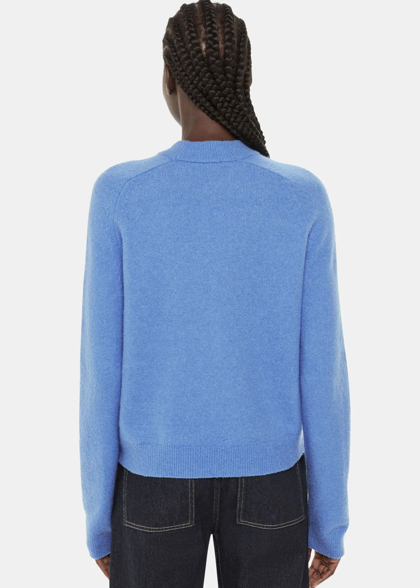 Blue Wool Textured Crew Neck Knit