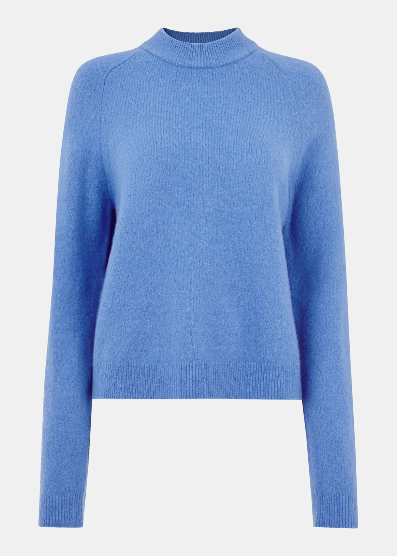 Blue Wool Textured Crew Neck Knit