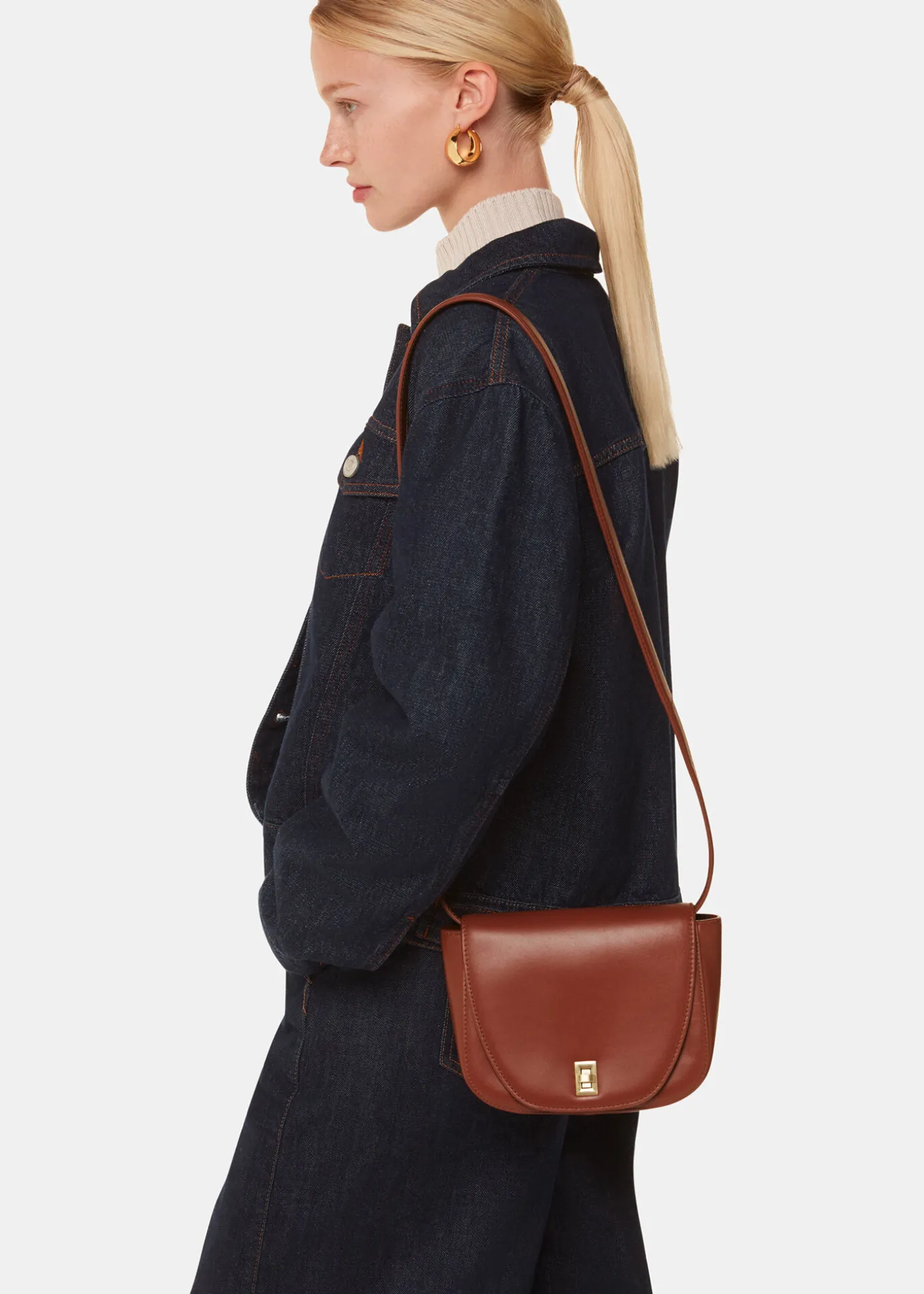 Brown Carlota Turnlock Satchel