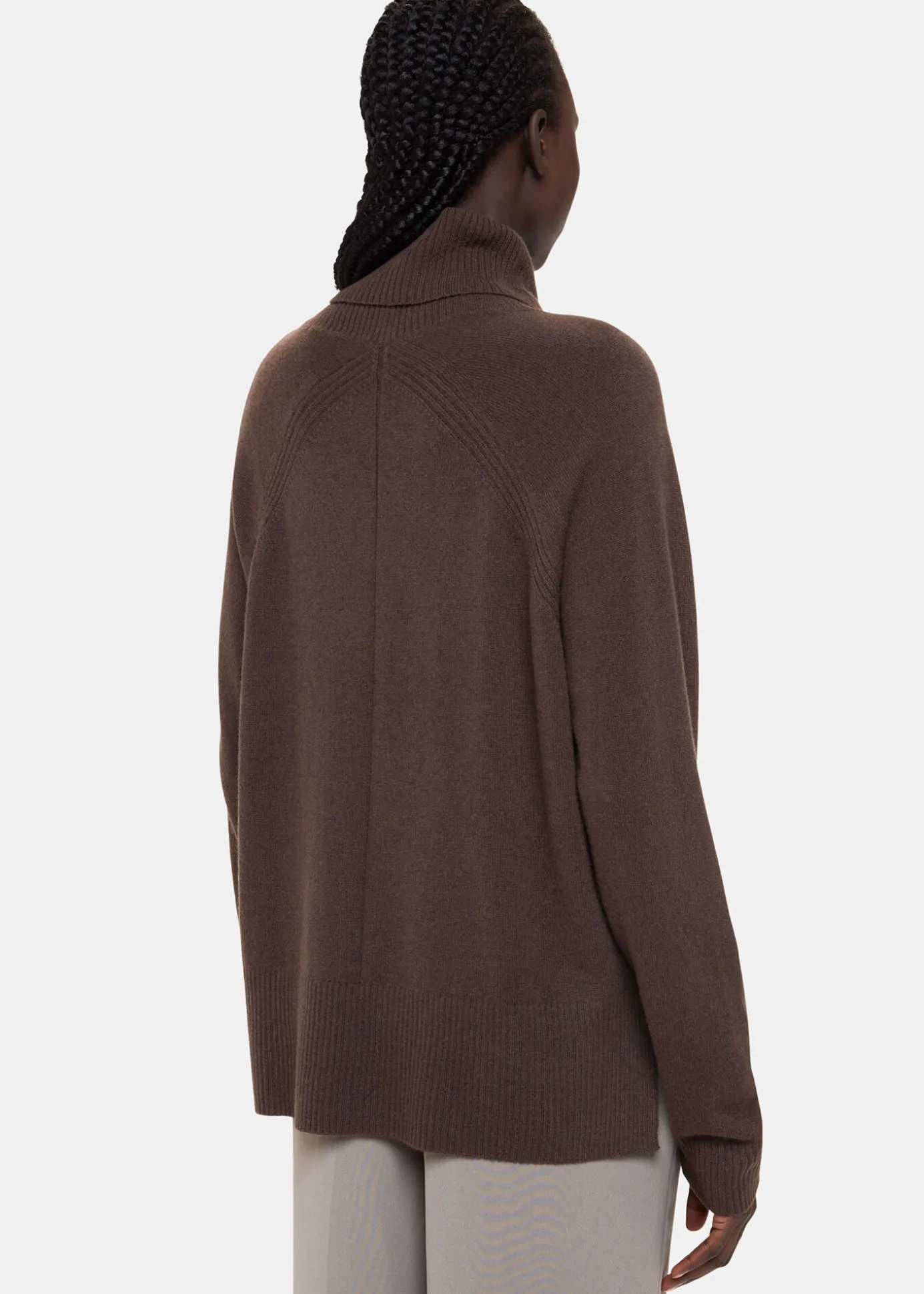 Brown Cashmere Roll Neck