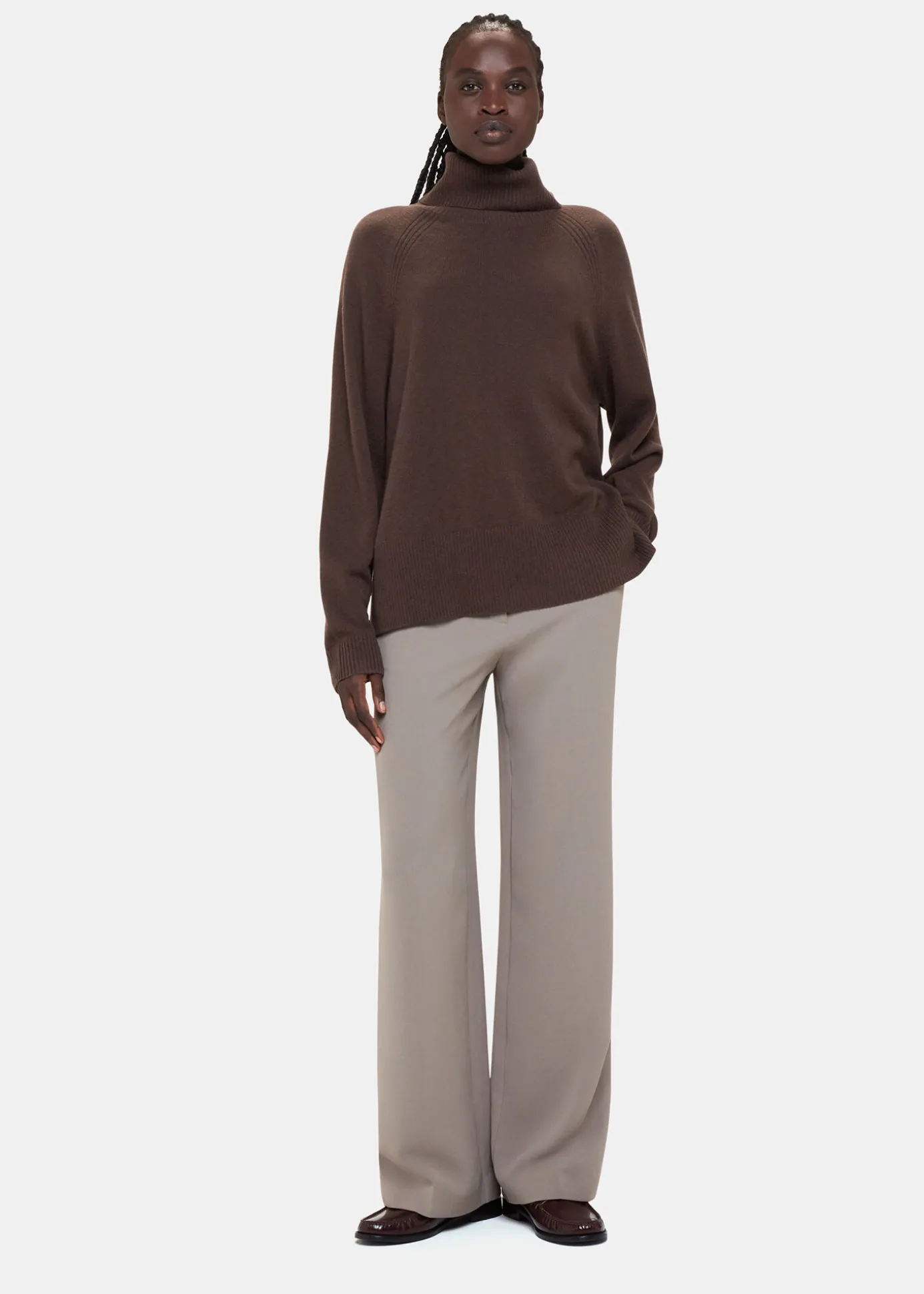 Brown Cashmere Roll Neck
