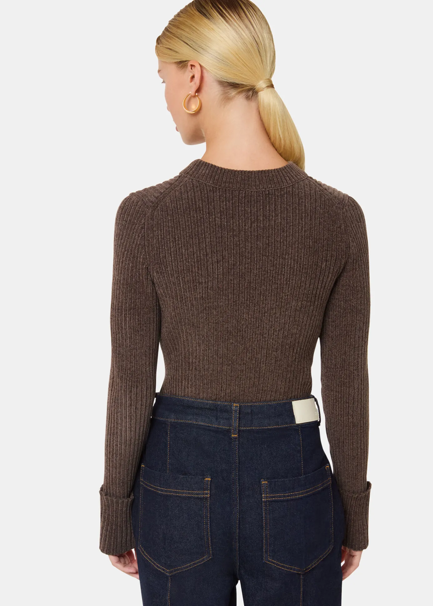 Brown Chenille Rib Detail Knit