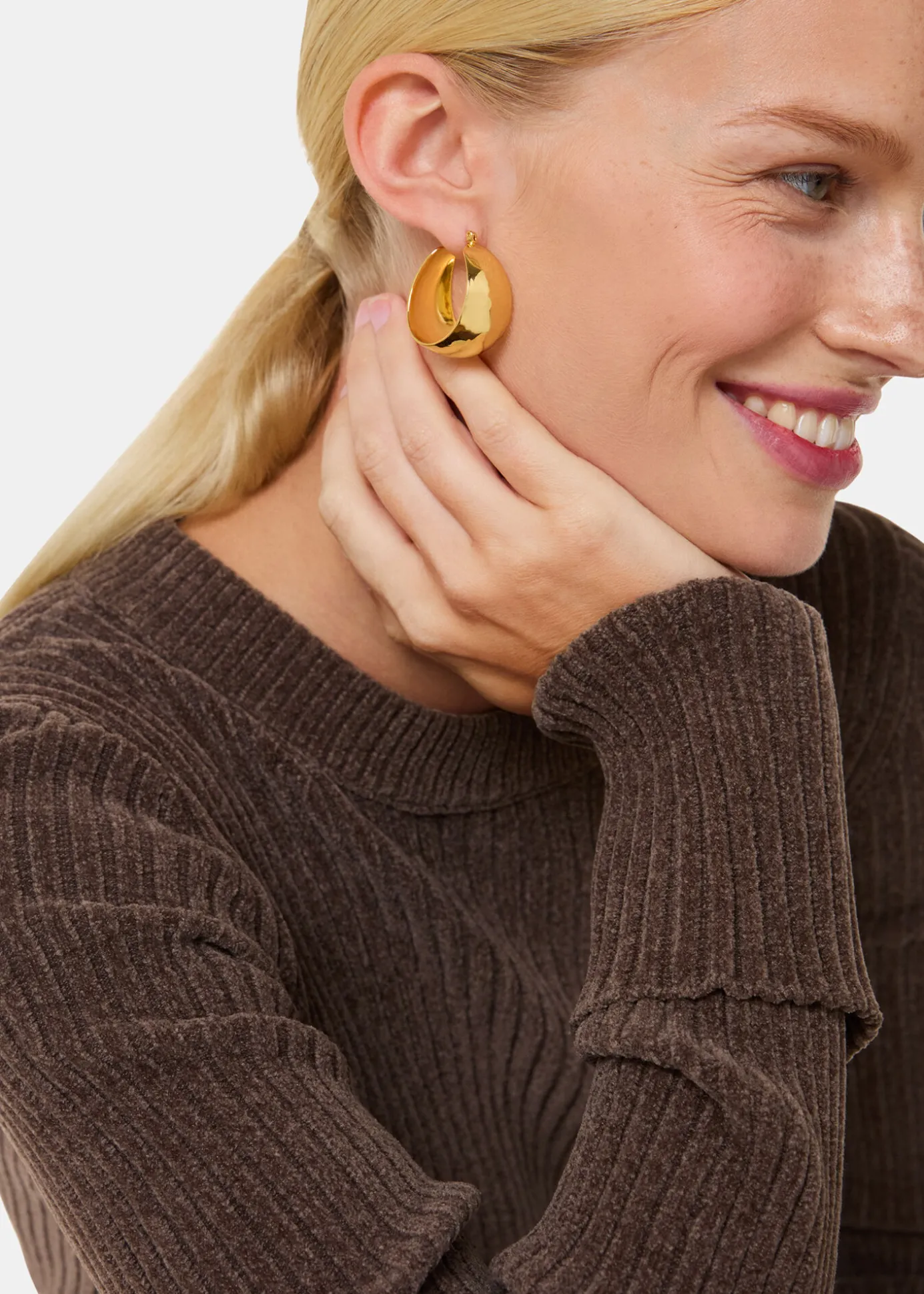 Brown Chenille Rib Detail Knit