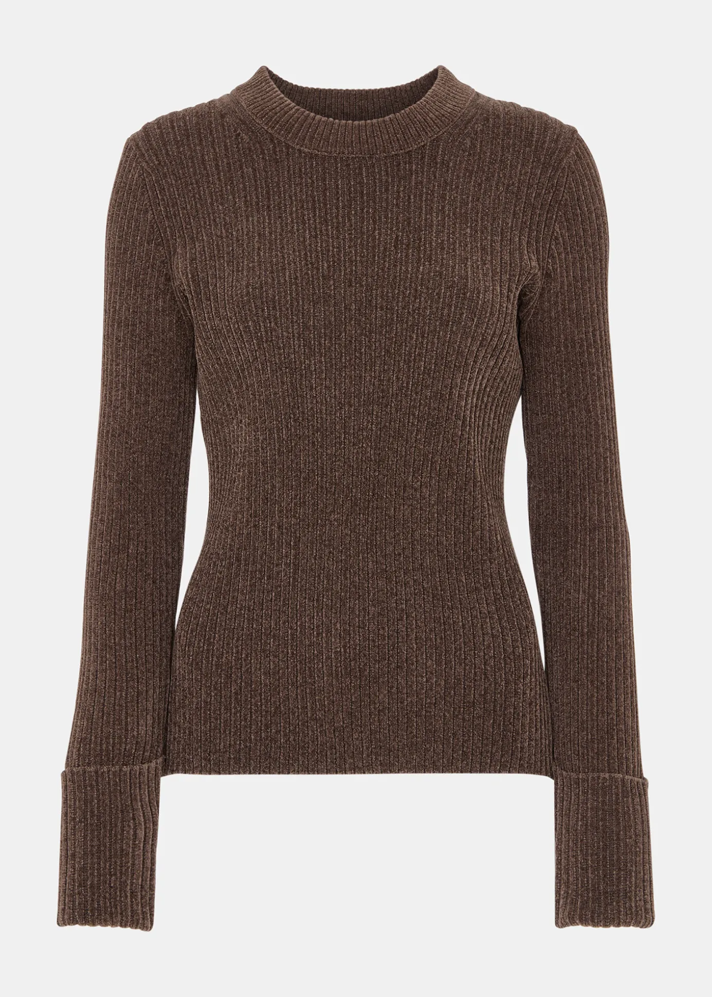 Brown Chenille Rib Detail Knit