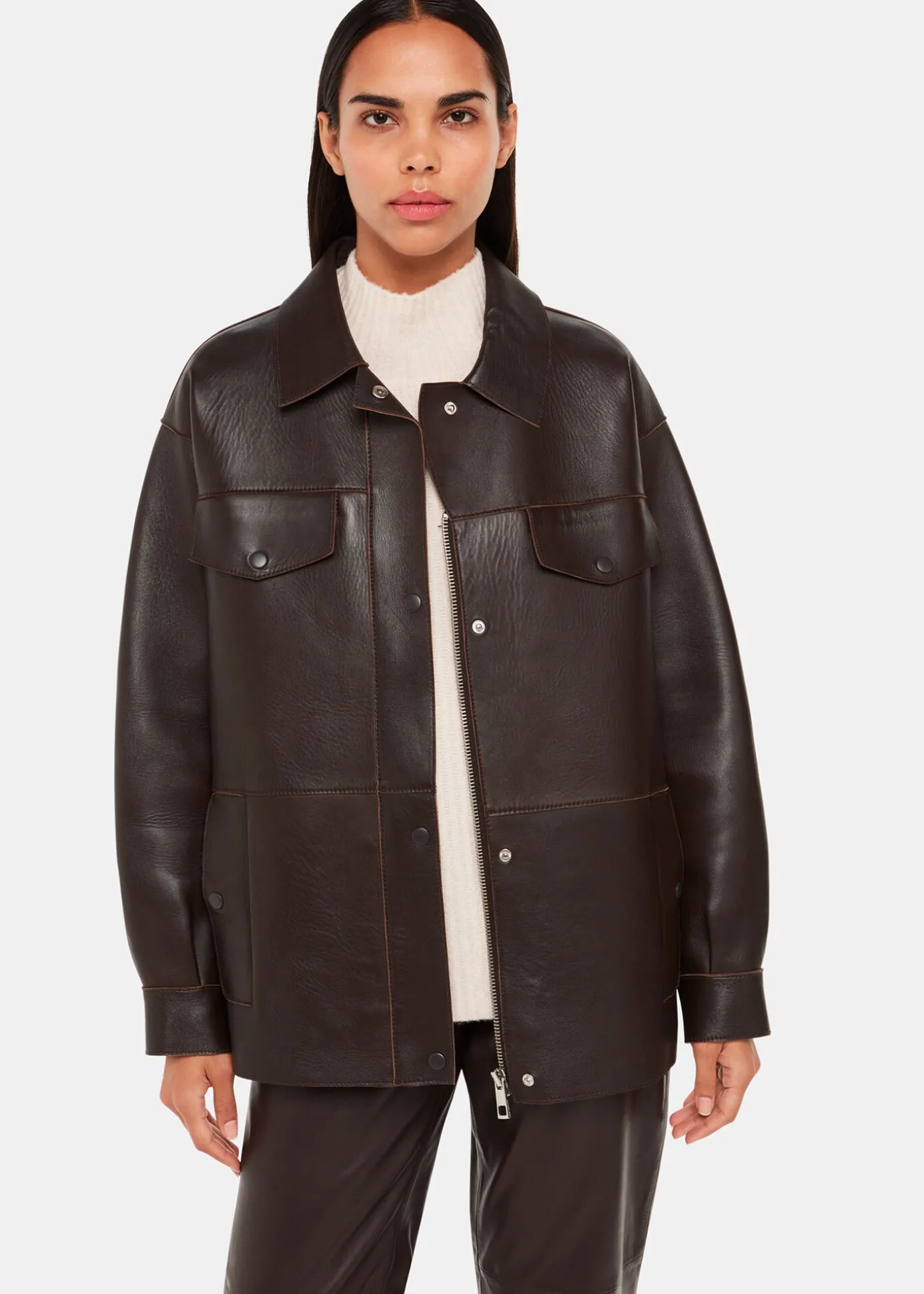Brown Clean Bonded Leather Jacket