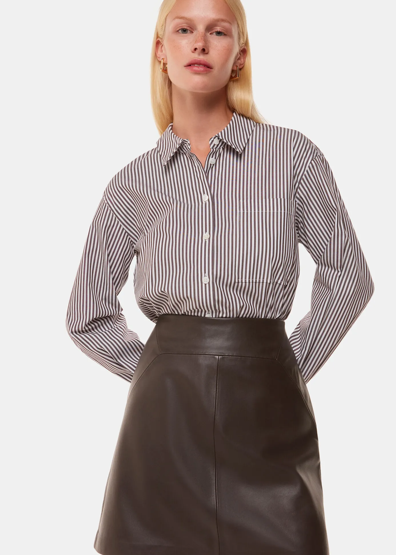 Brown Leather A line Skirt