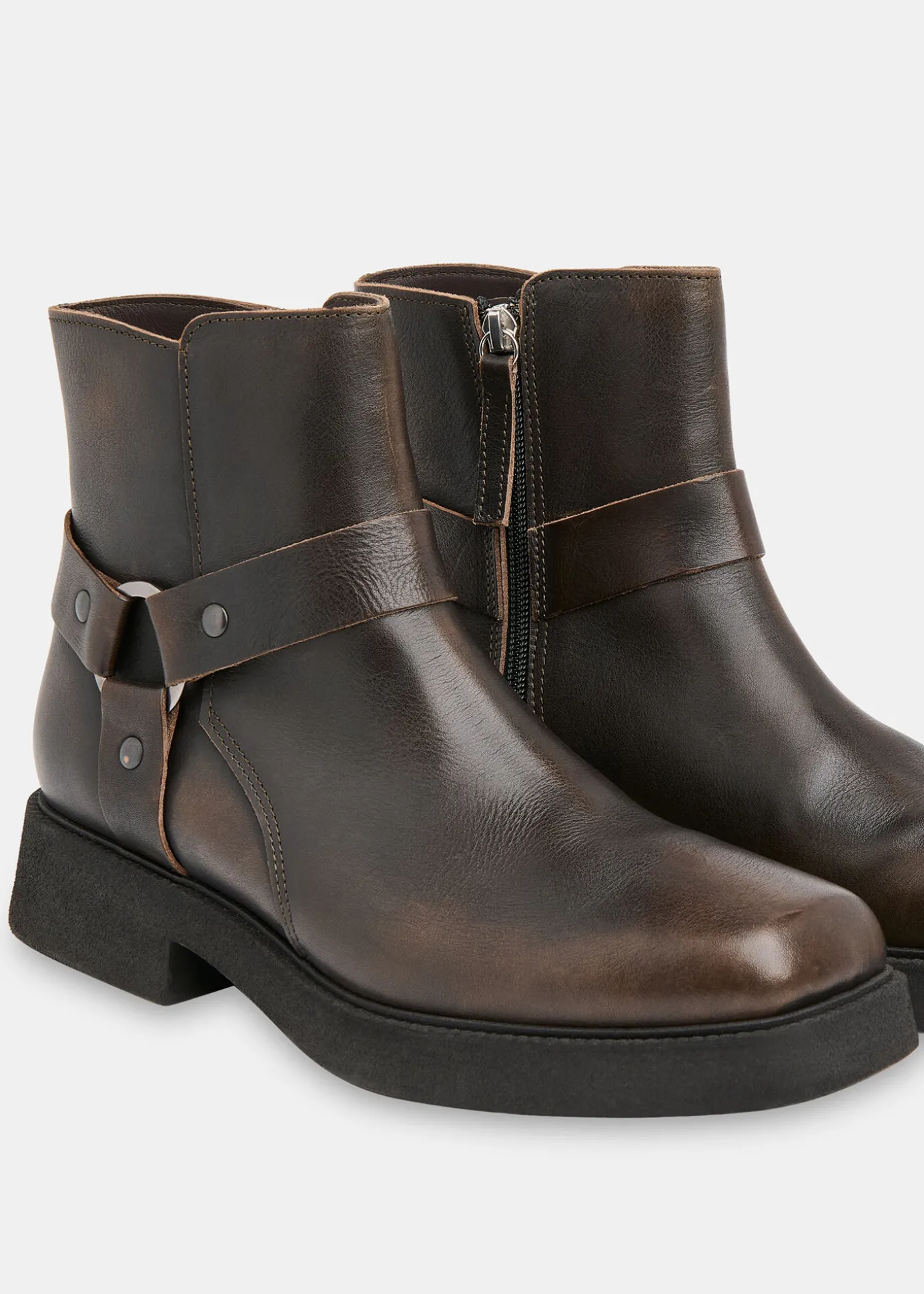 Brown Matteo Burnished Biker Boot