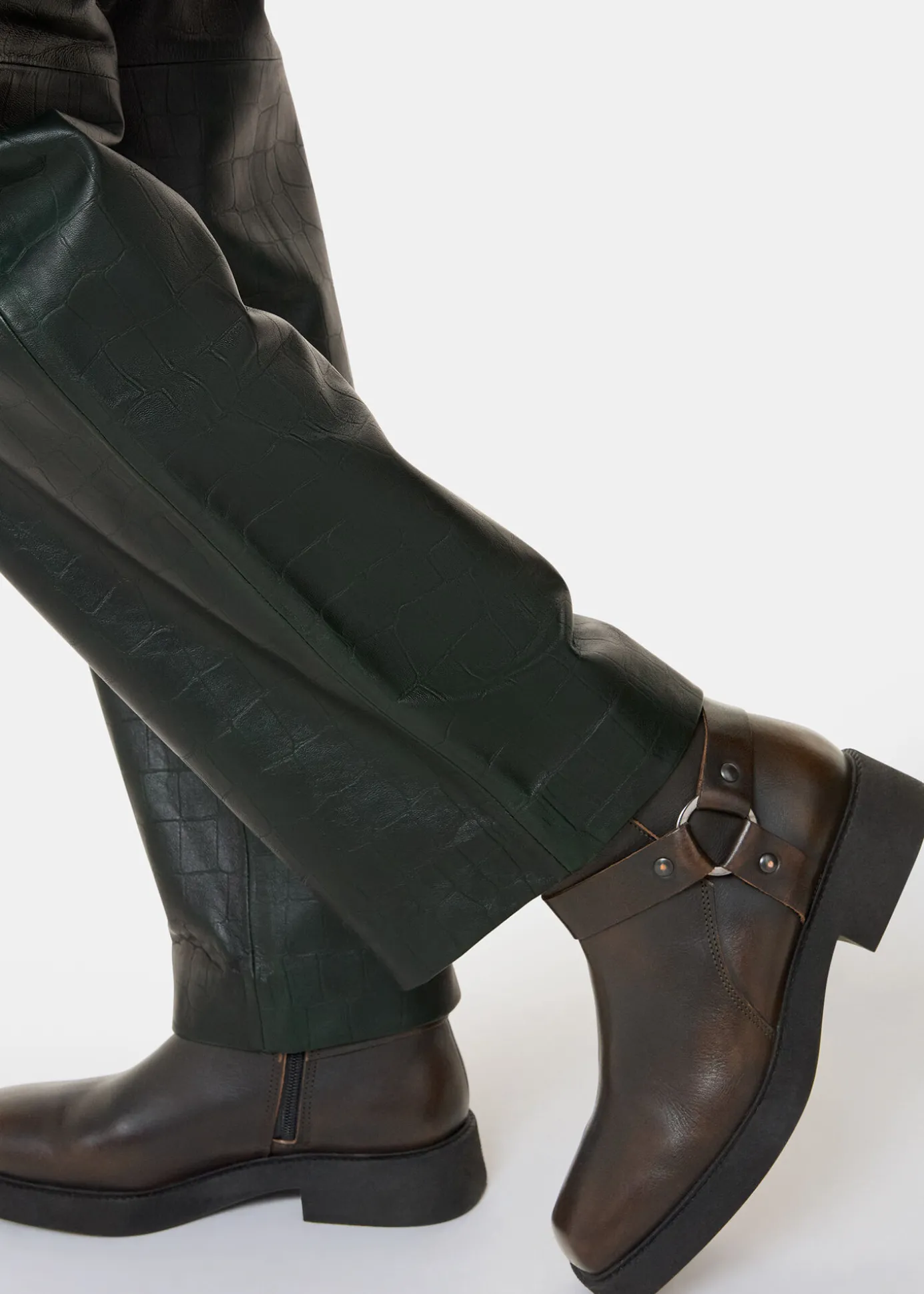 Brown Matteo Burnished Biker Boot