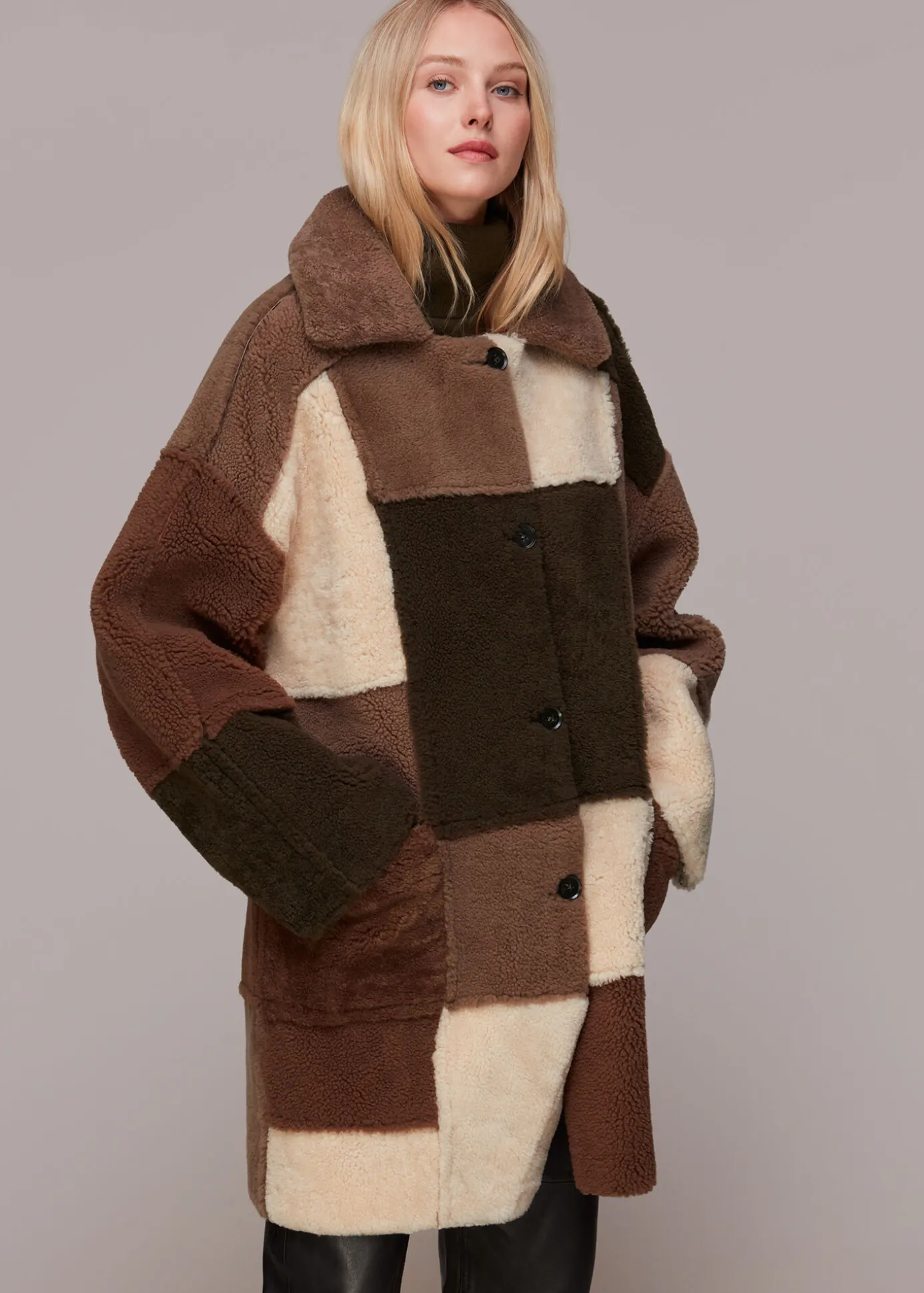 Brown Reversible Patchwork Coat