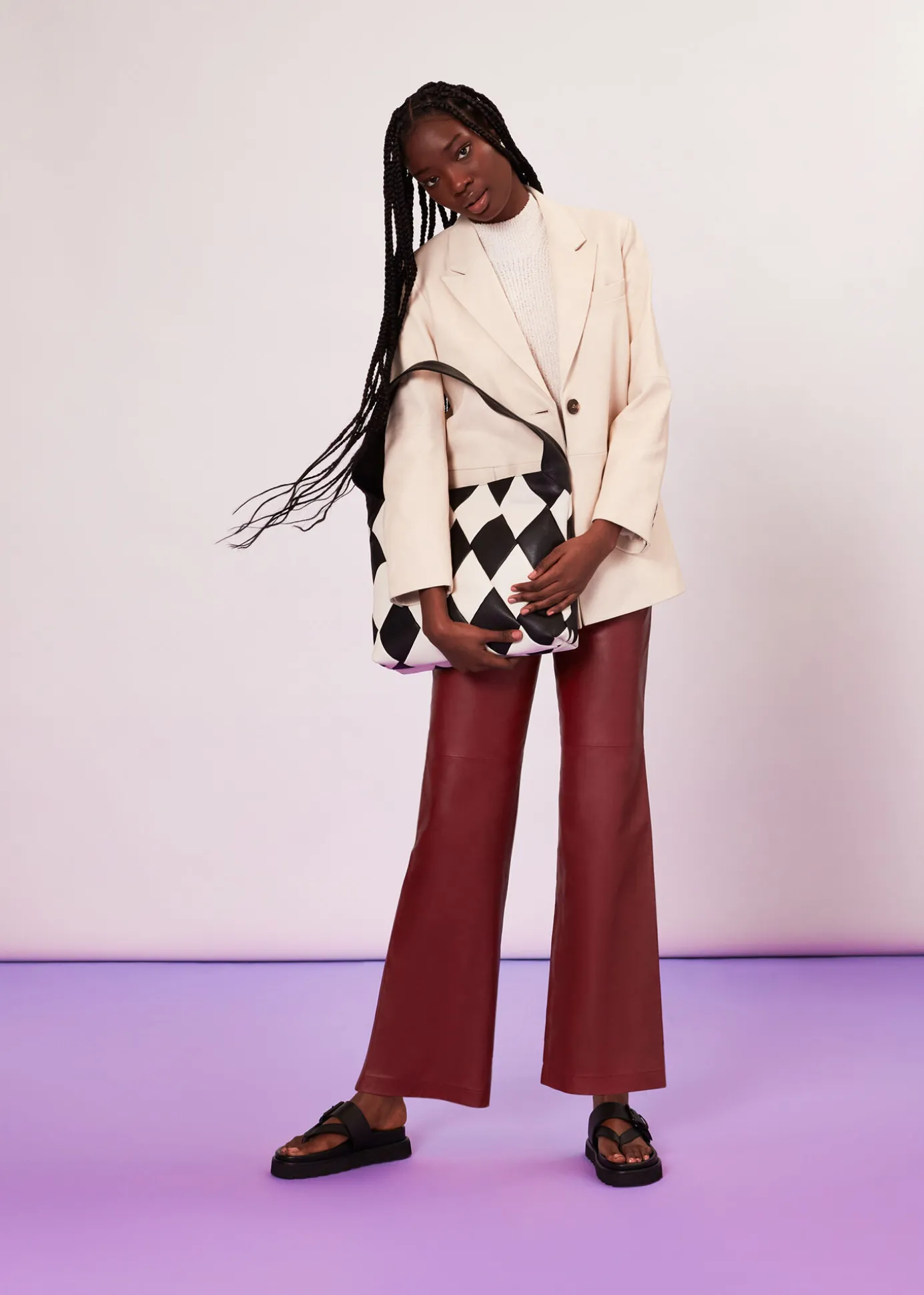 Burgundy Emily Leather Pant