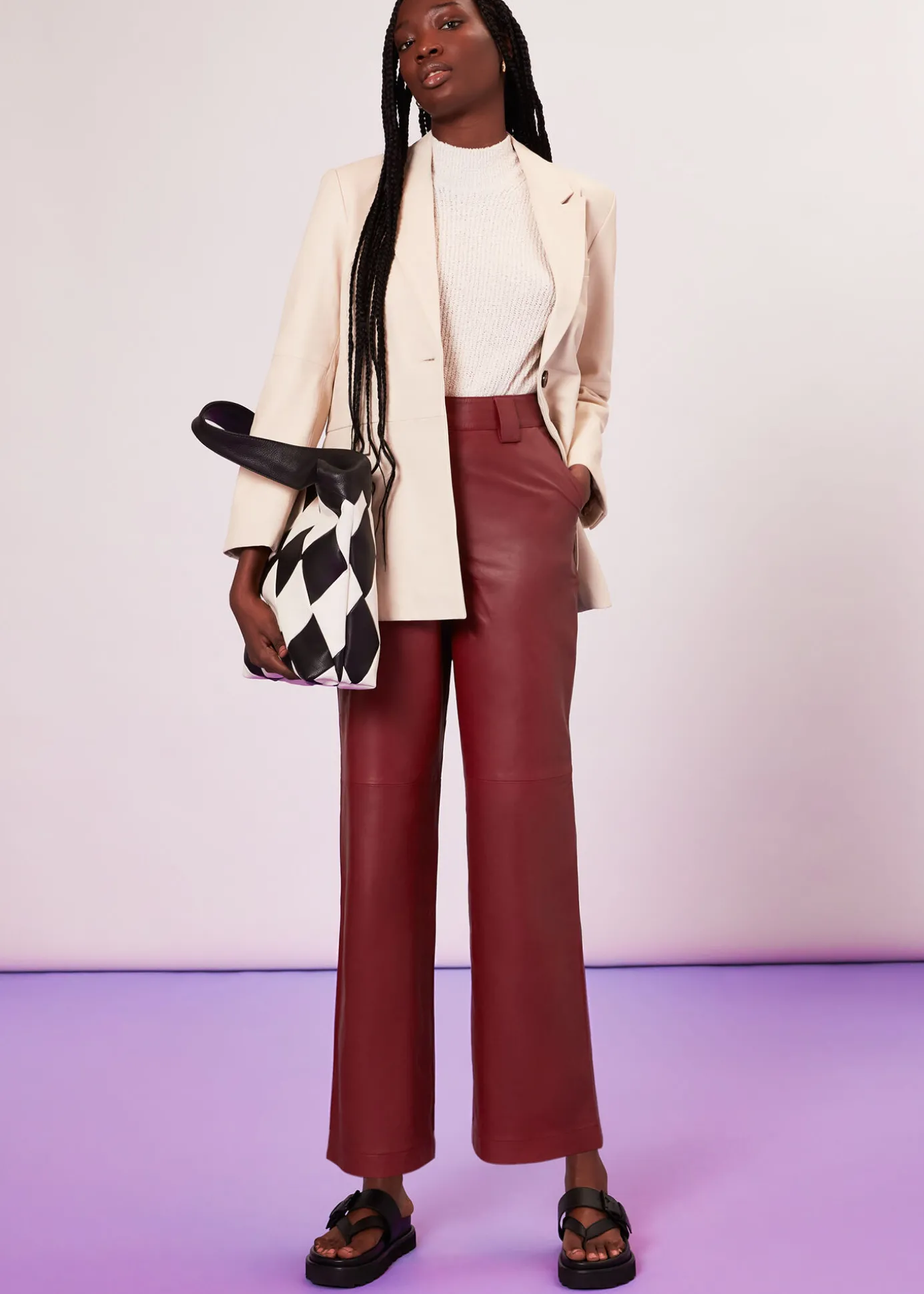 Burgundy Emily Leather Pant