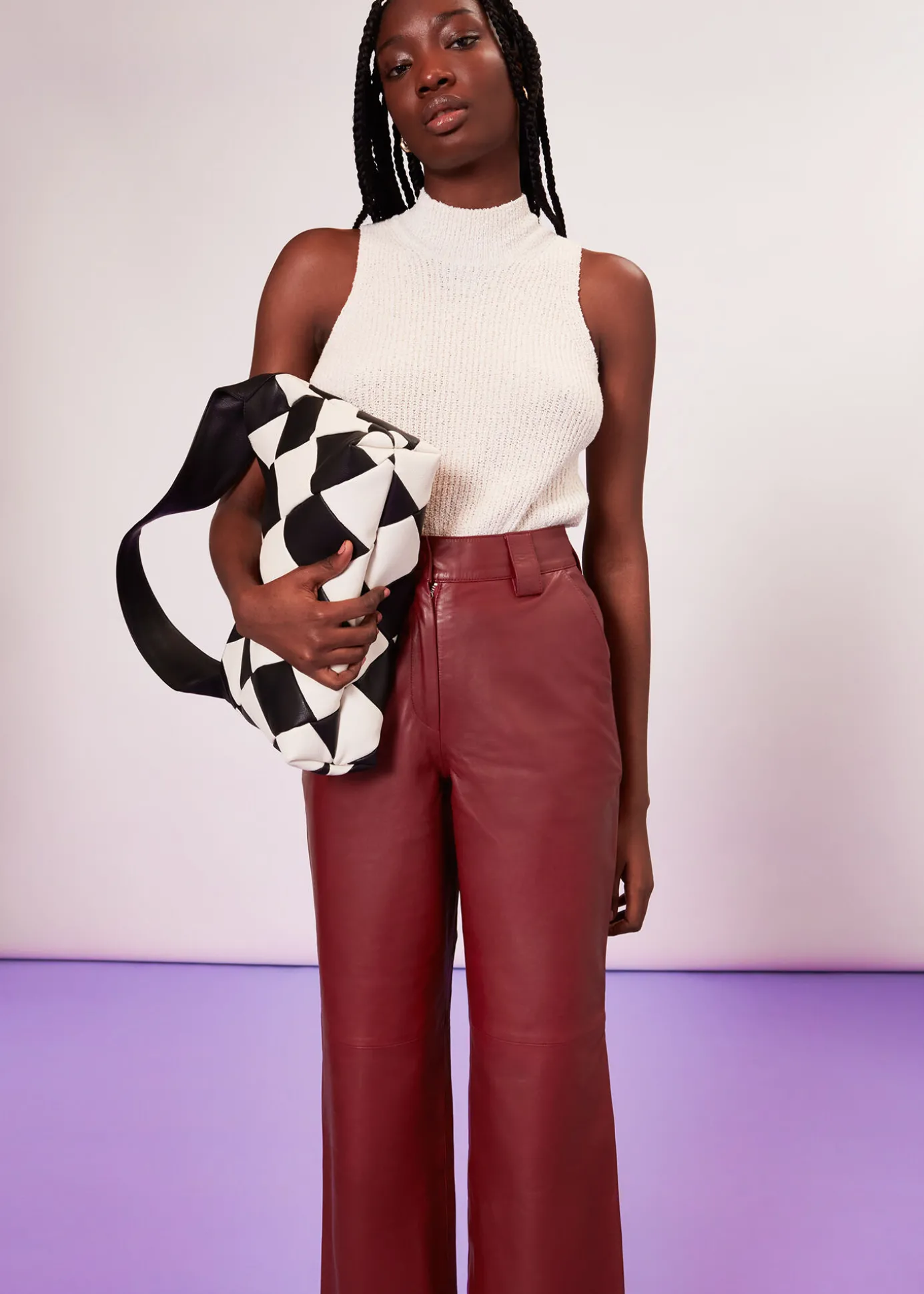 Burgundy Emily Leather Pant