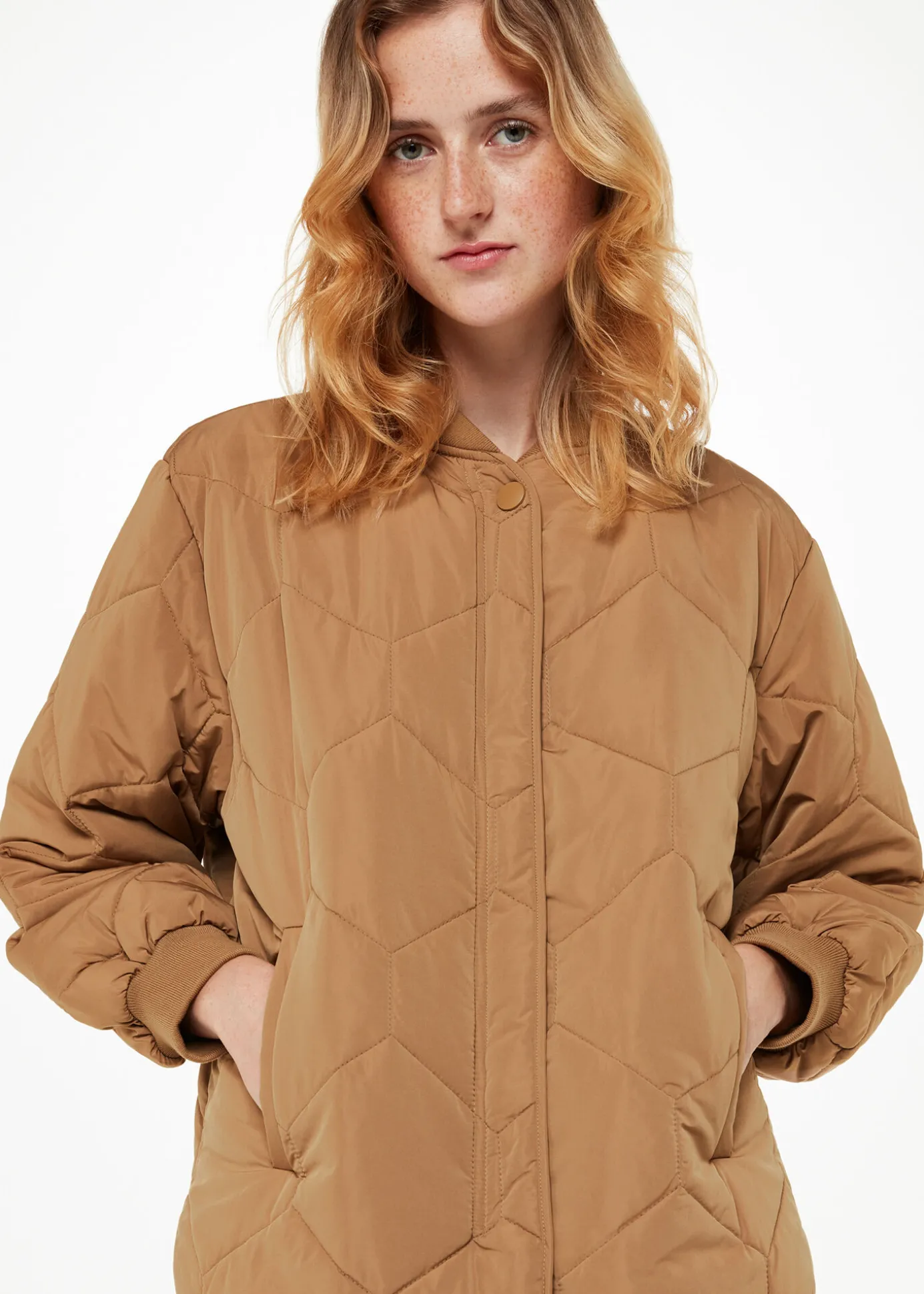Camel Ida Short Quilted Coat