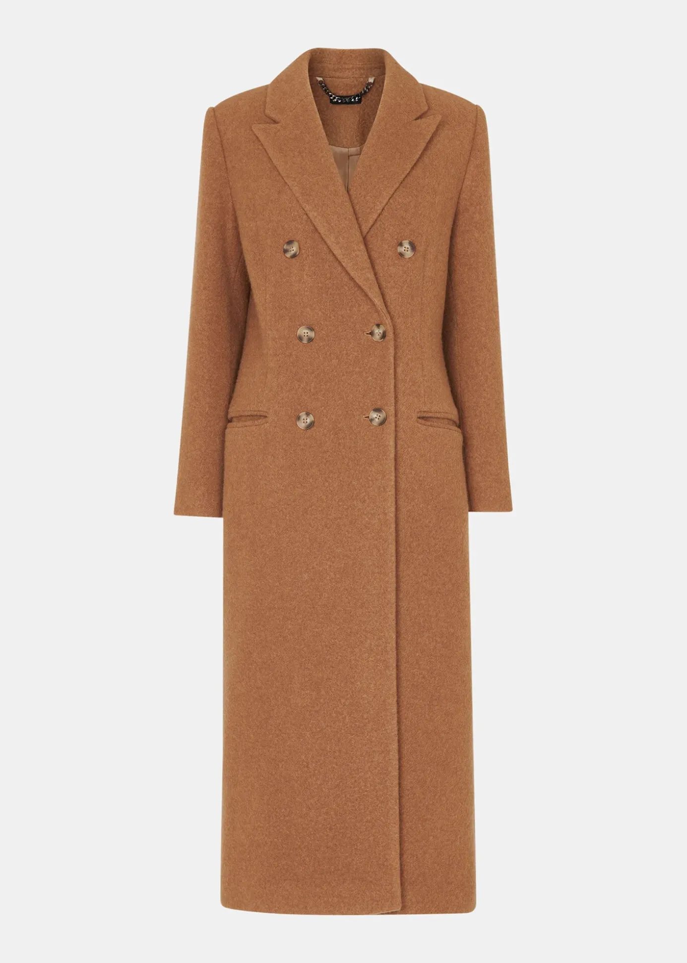 Camel Textured Wool Blend Coat