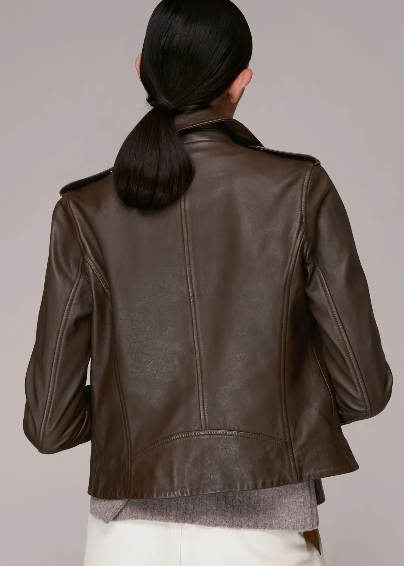 Chocolate Agnes Pocket Leather Jacket