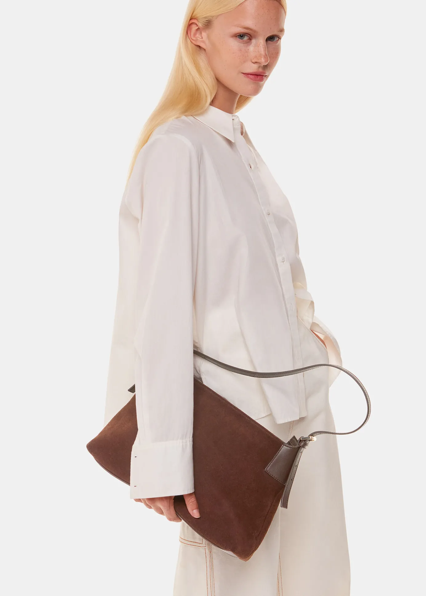 Chocolate Paloma Suede Shoulder Bag