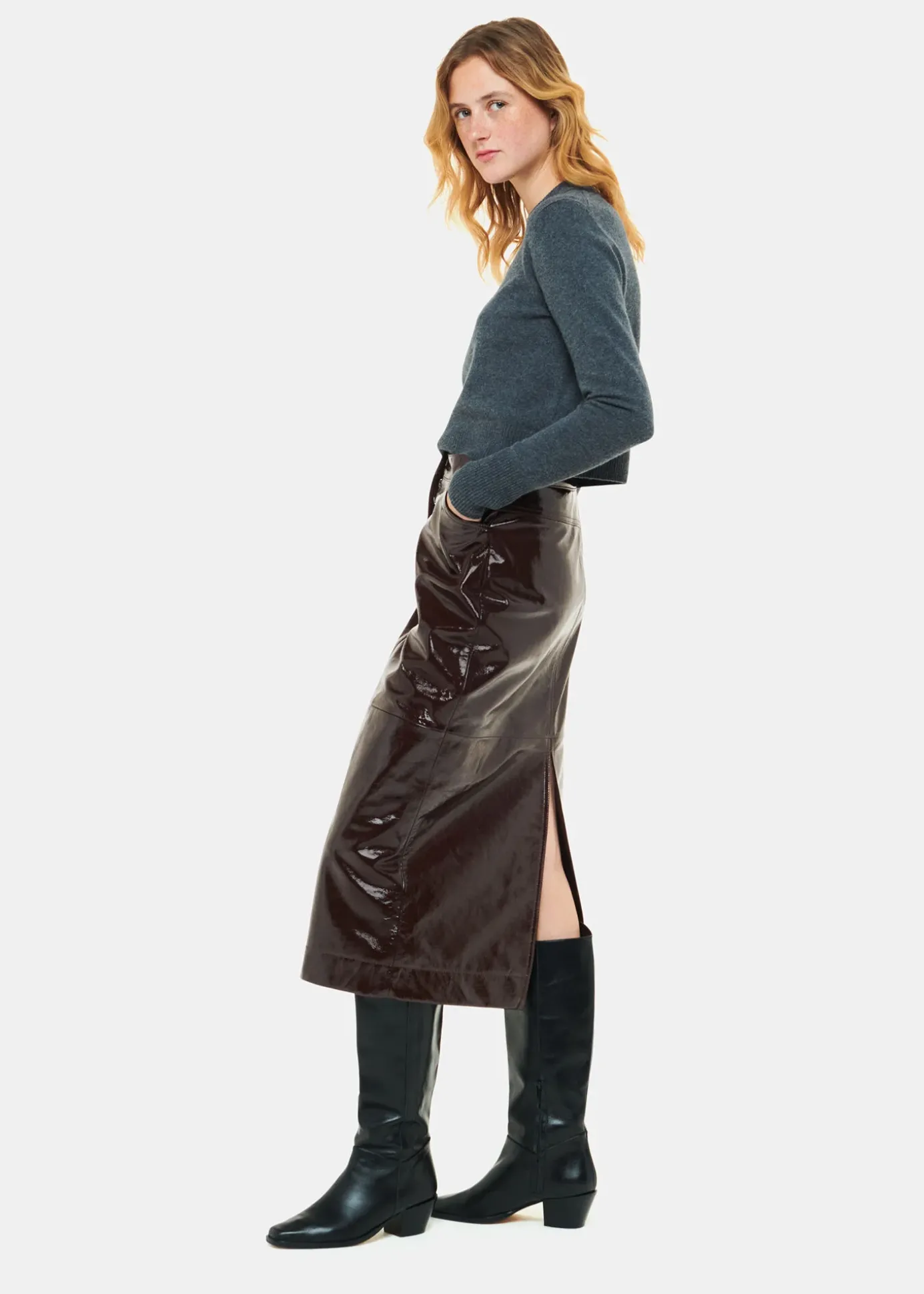 Chocolate Rachel Patent Leather Skirt