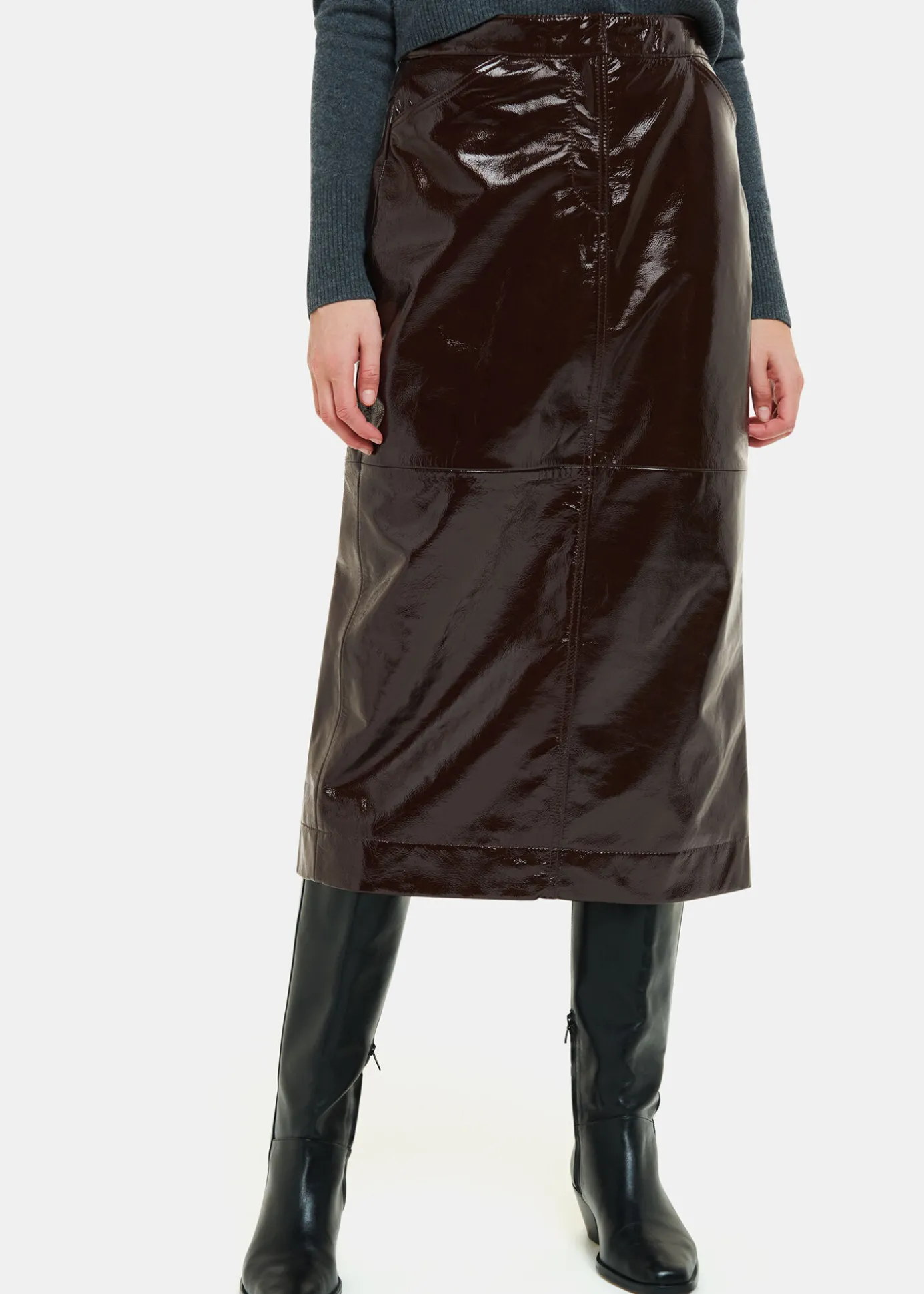 Chocolate Rachel Patent Leather Skirt