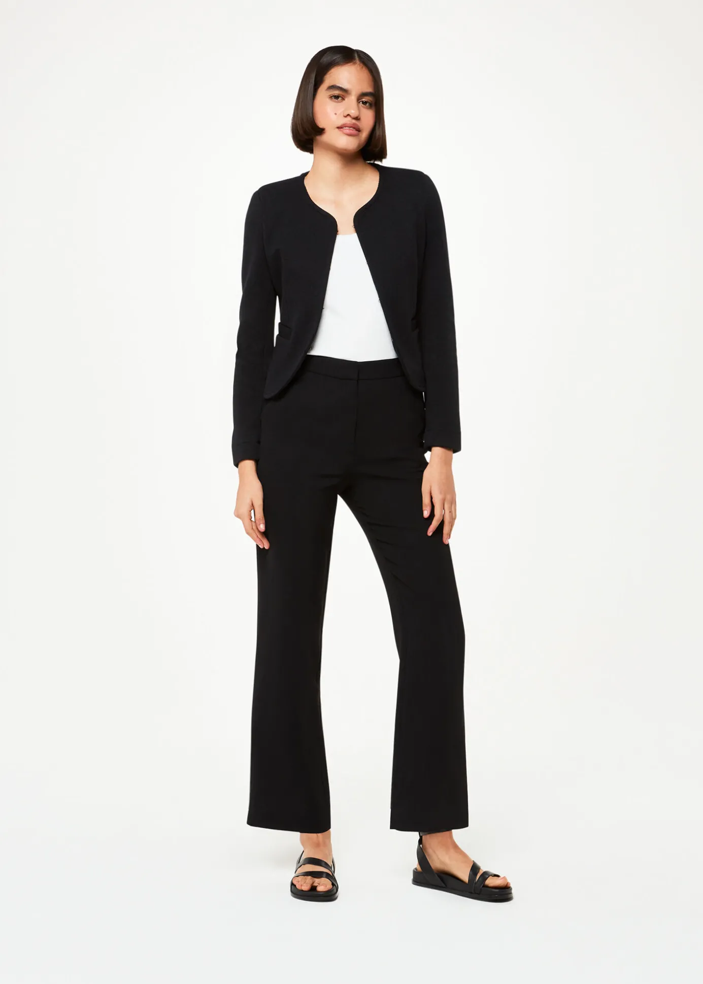 Collarless Jersey Jacket