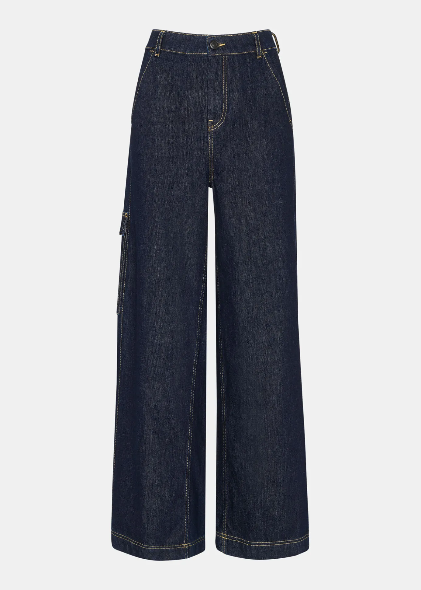 Dark Denim Wide Leg Cargo Jean