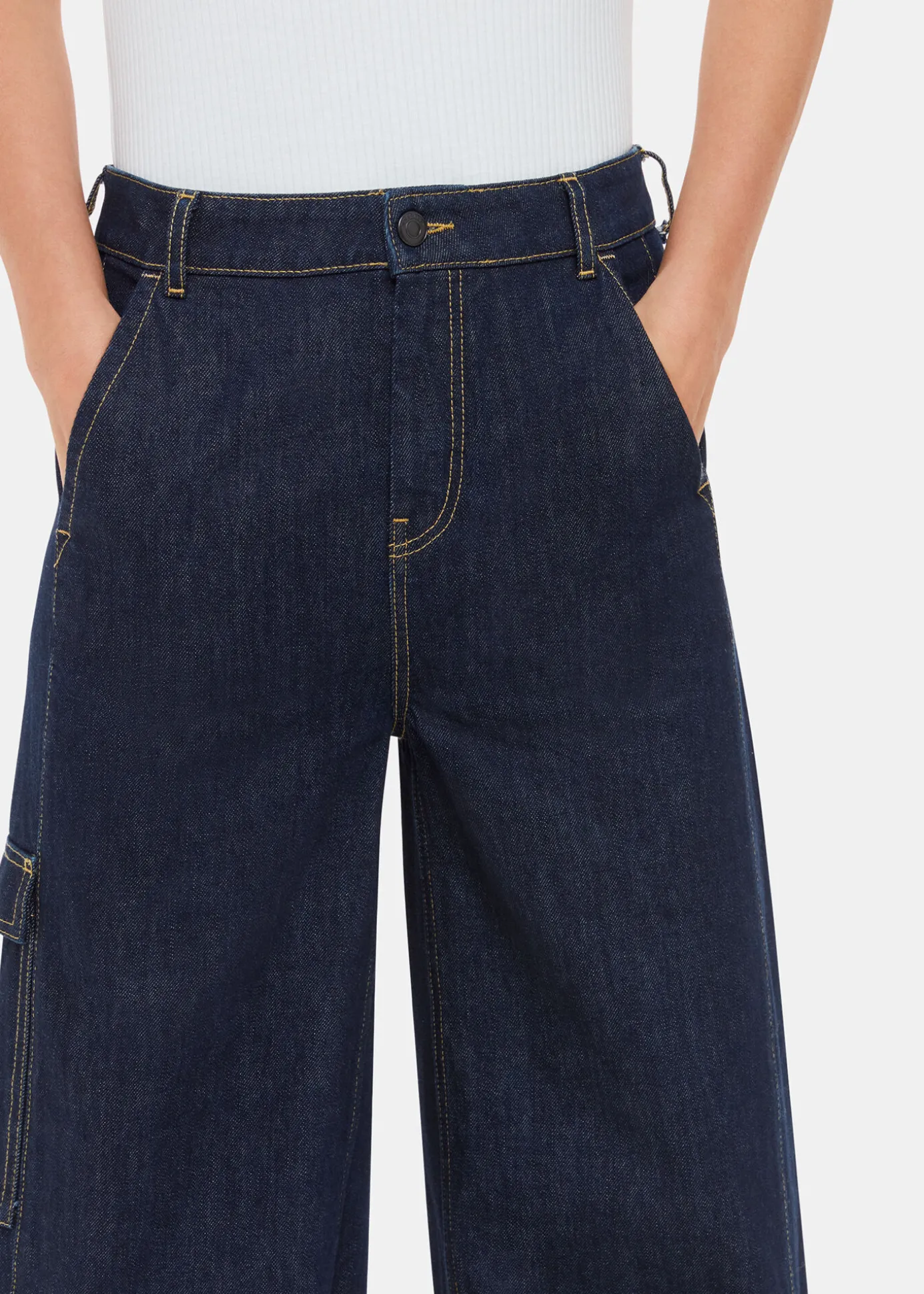 Dark Denim Wide Leg Cargo Jean