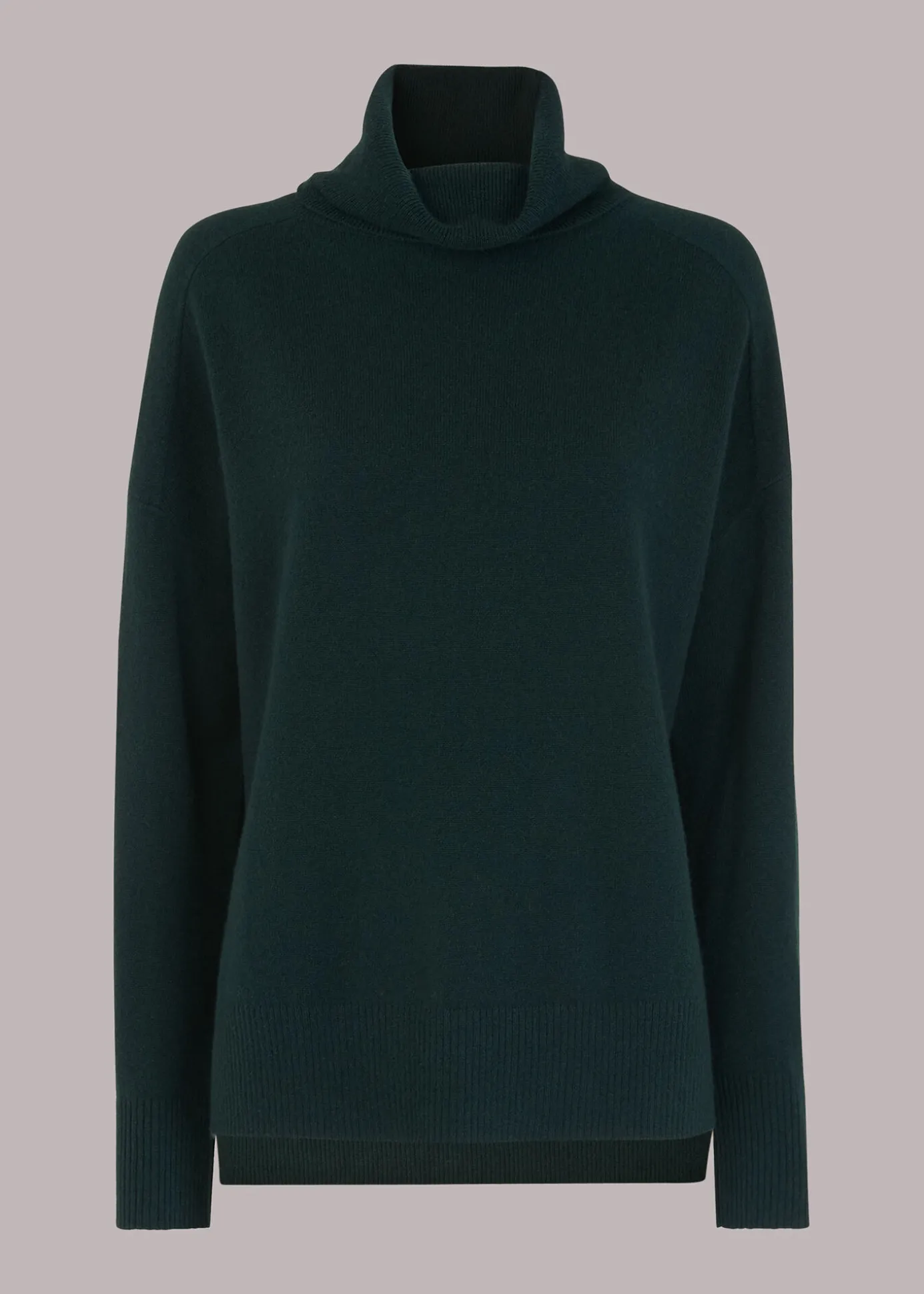Dark Green Cashmere Roll Neck Jumper