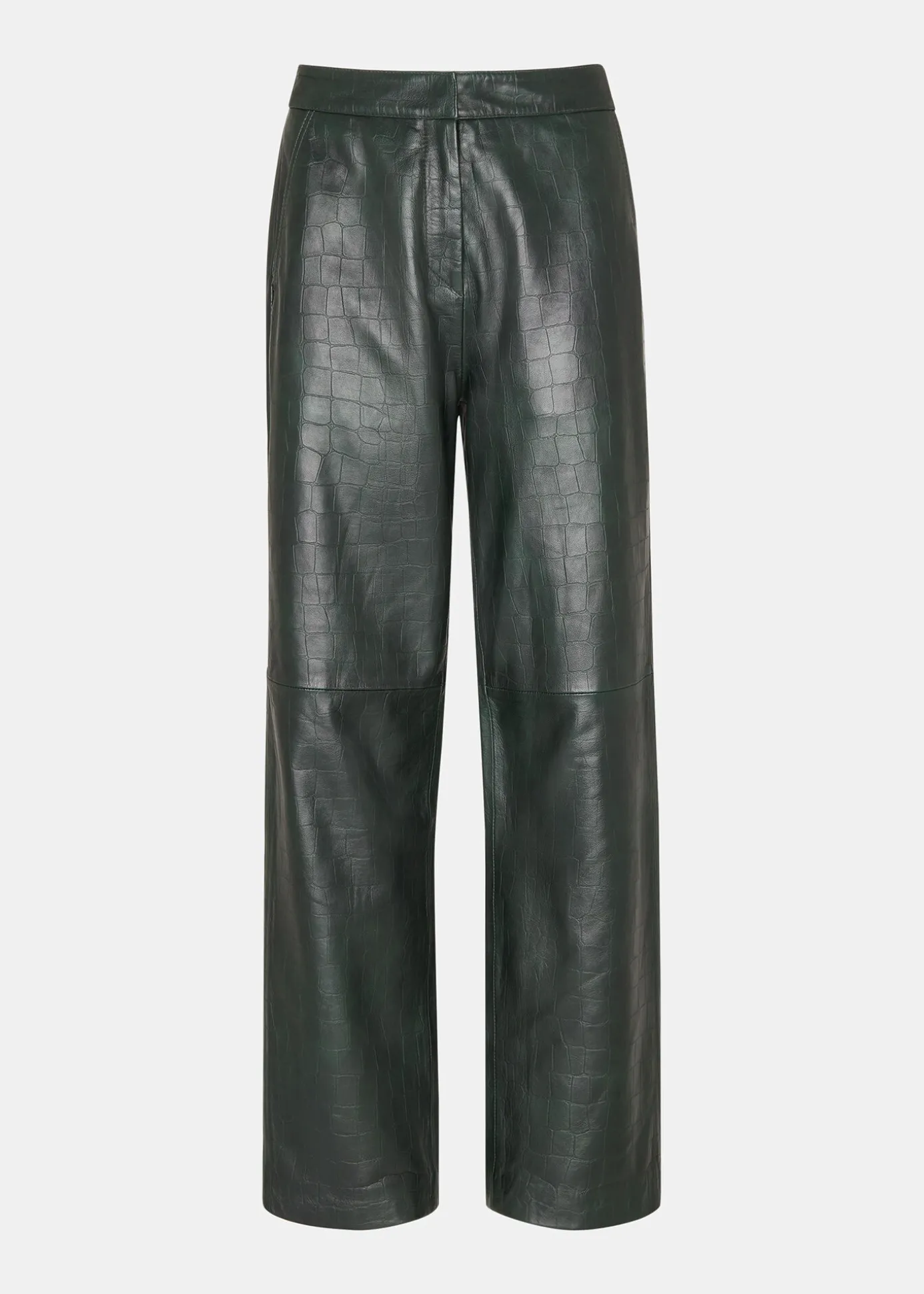 Dark Green Delia Croc Leather Trouser