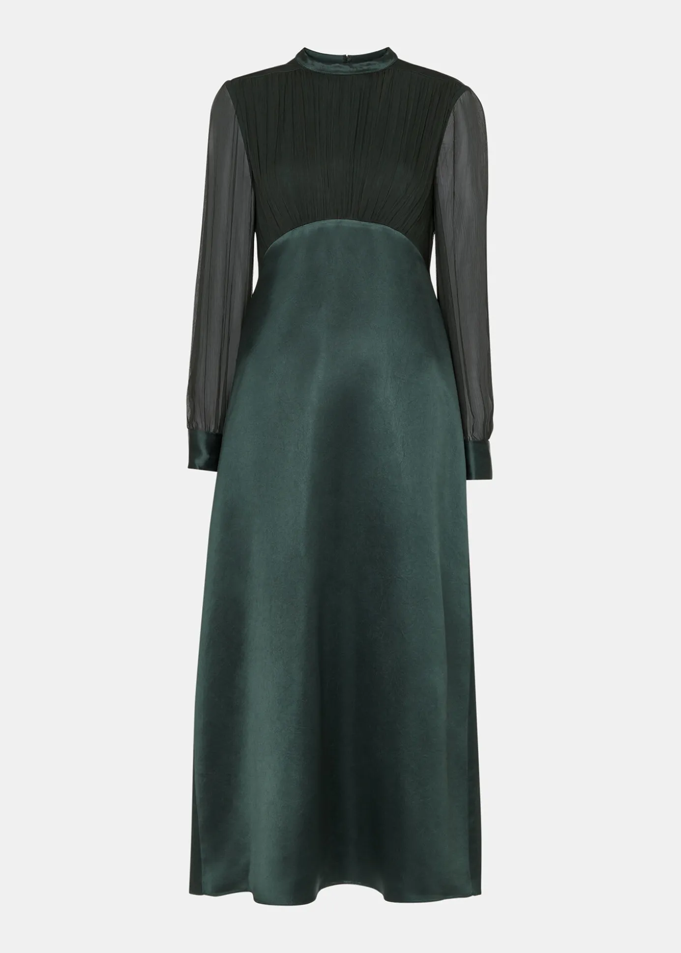 Dark Green Gathered Bodice Maxi Dress