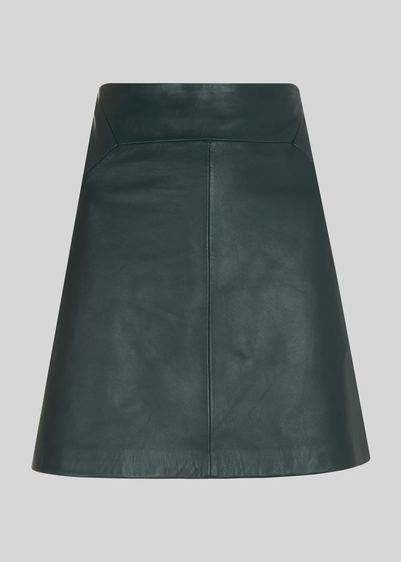 Dark Green Leather A line Skirt