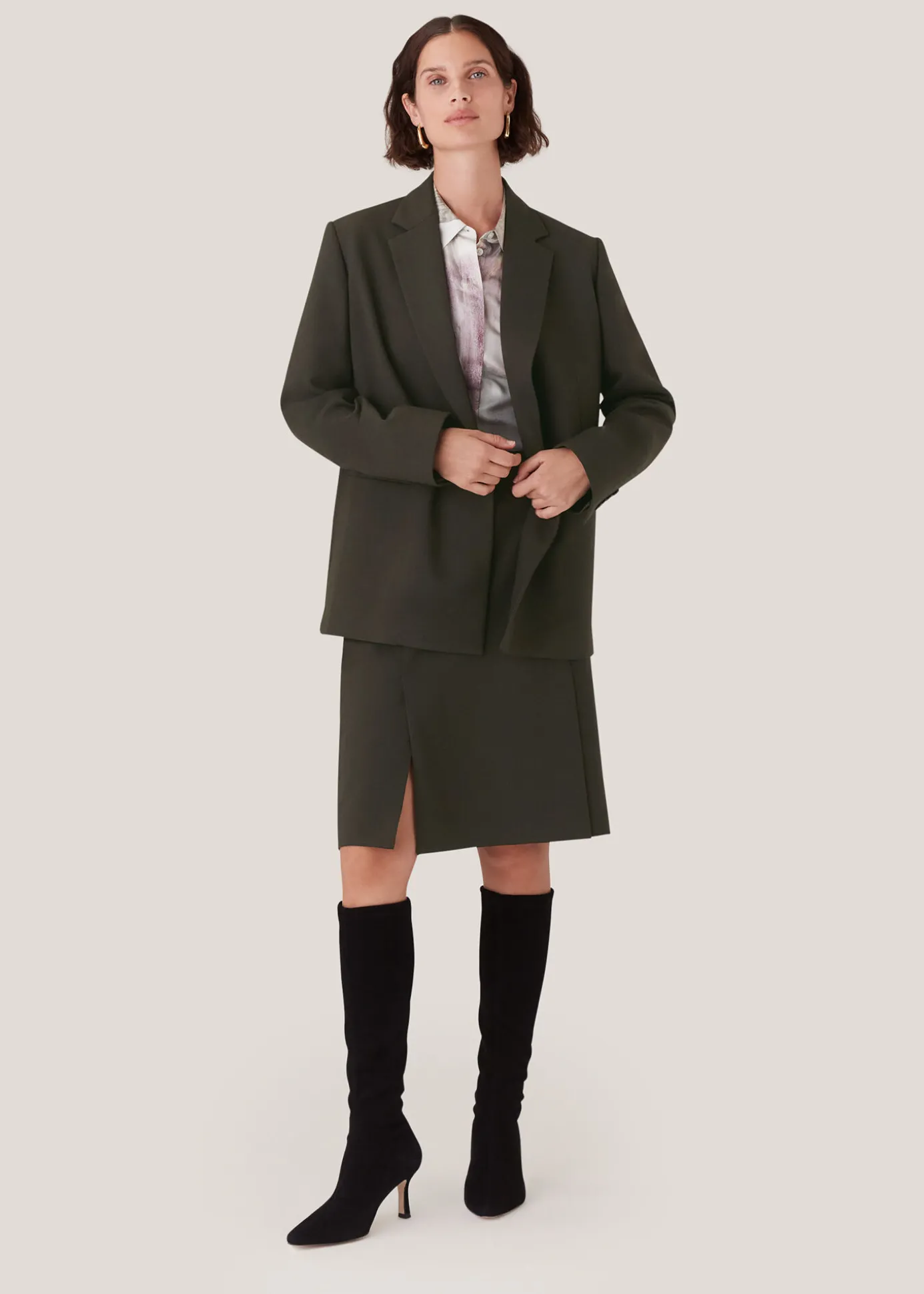 Dark Green Natalie Wool Blend Skirt